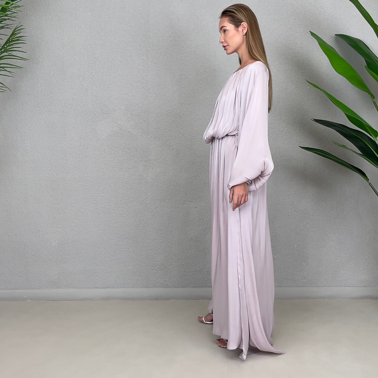 RAM22 LILAC SILK ORGANZA EVENING ABAYA SET