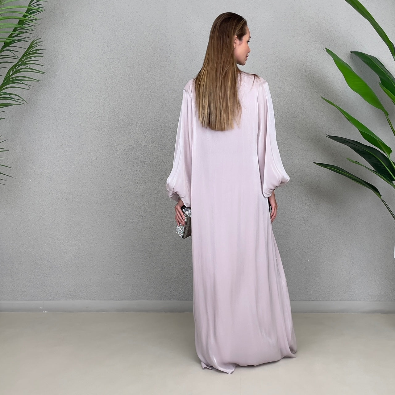 RAM22 LILAC SILK ORGANZA EVENING ABAYA SET