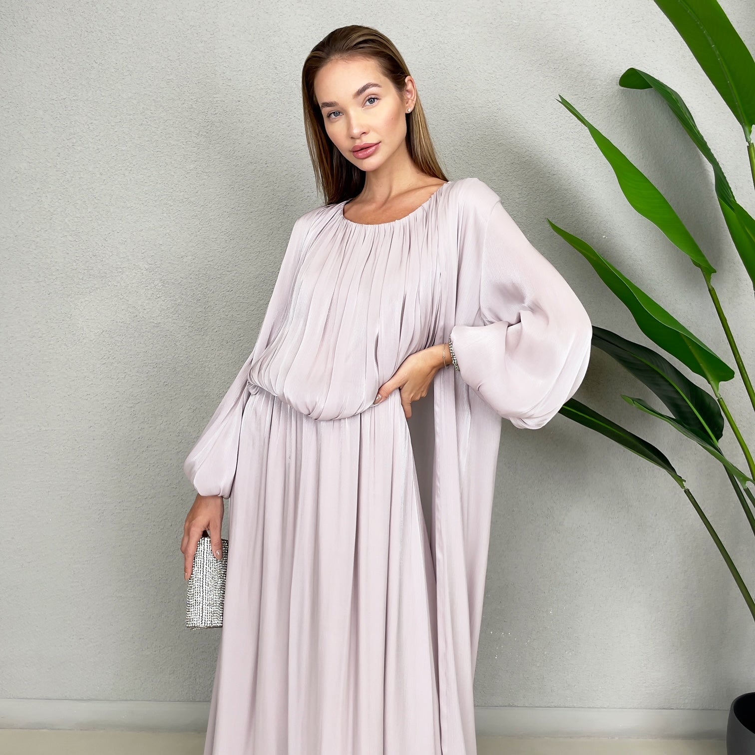 RAM22 LILAC SILK ORGANZA EVENING ABAYA SET