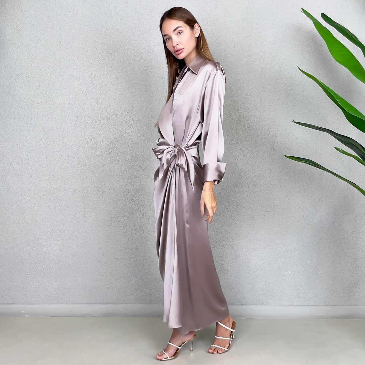 RAM23 NAOMI PURPLE SHIRT WRAP DRESS
