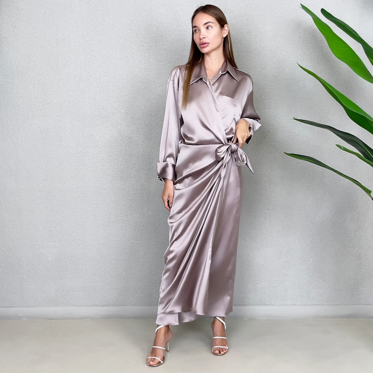 RAM23 NAOMI PURPLE SHIRT WRAP DRESS