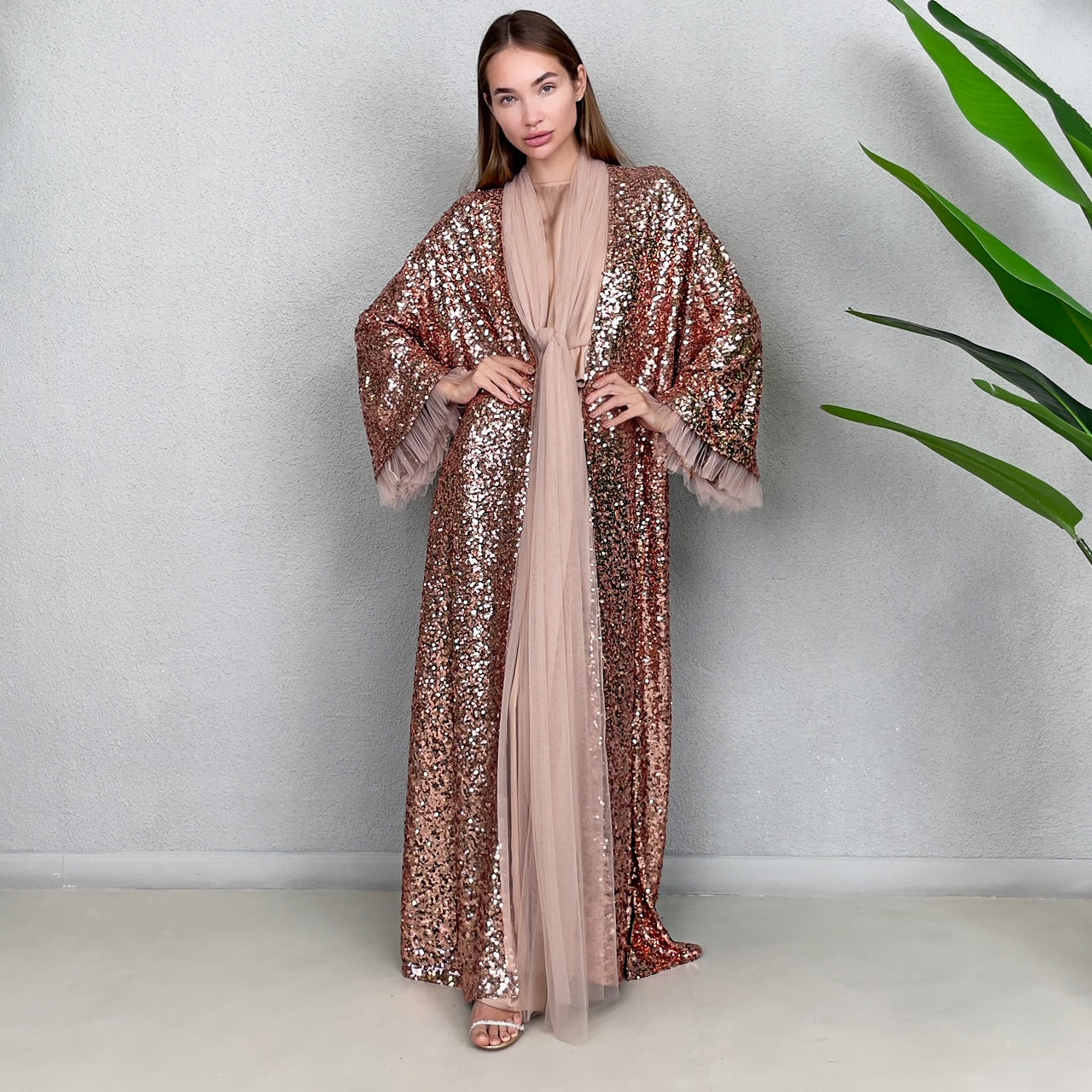 RAM23 SIGNATURE COPPER SEQUINS ABAYA SET