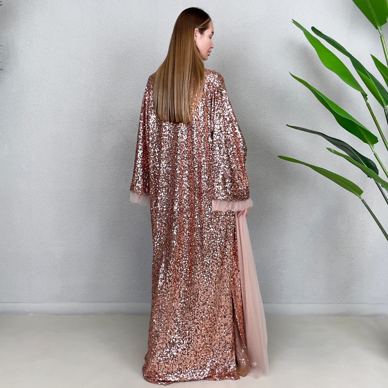 RAM23 SIGNATURE COPPER SEQUINS ABAYA SET