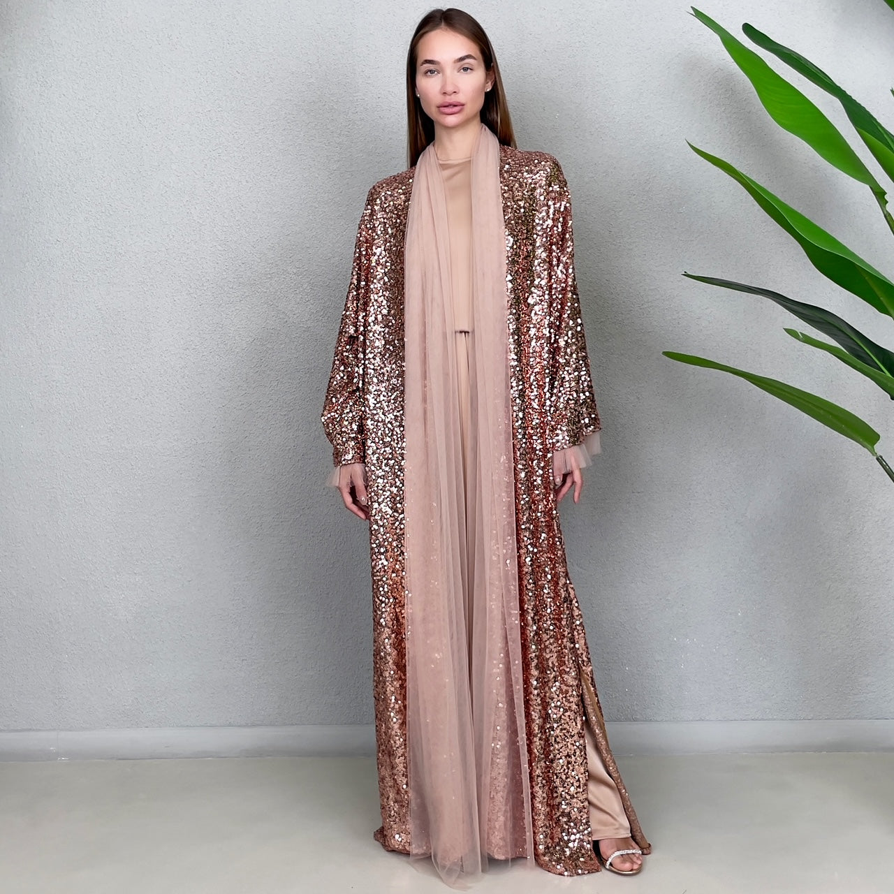 RAM23 SIGNATURE COPPER SEQUINS ABAYA SET