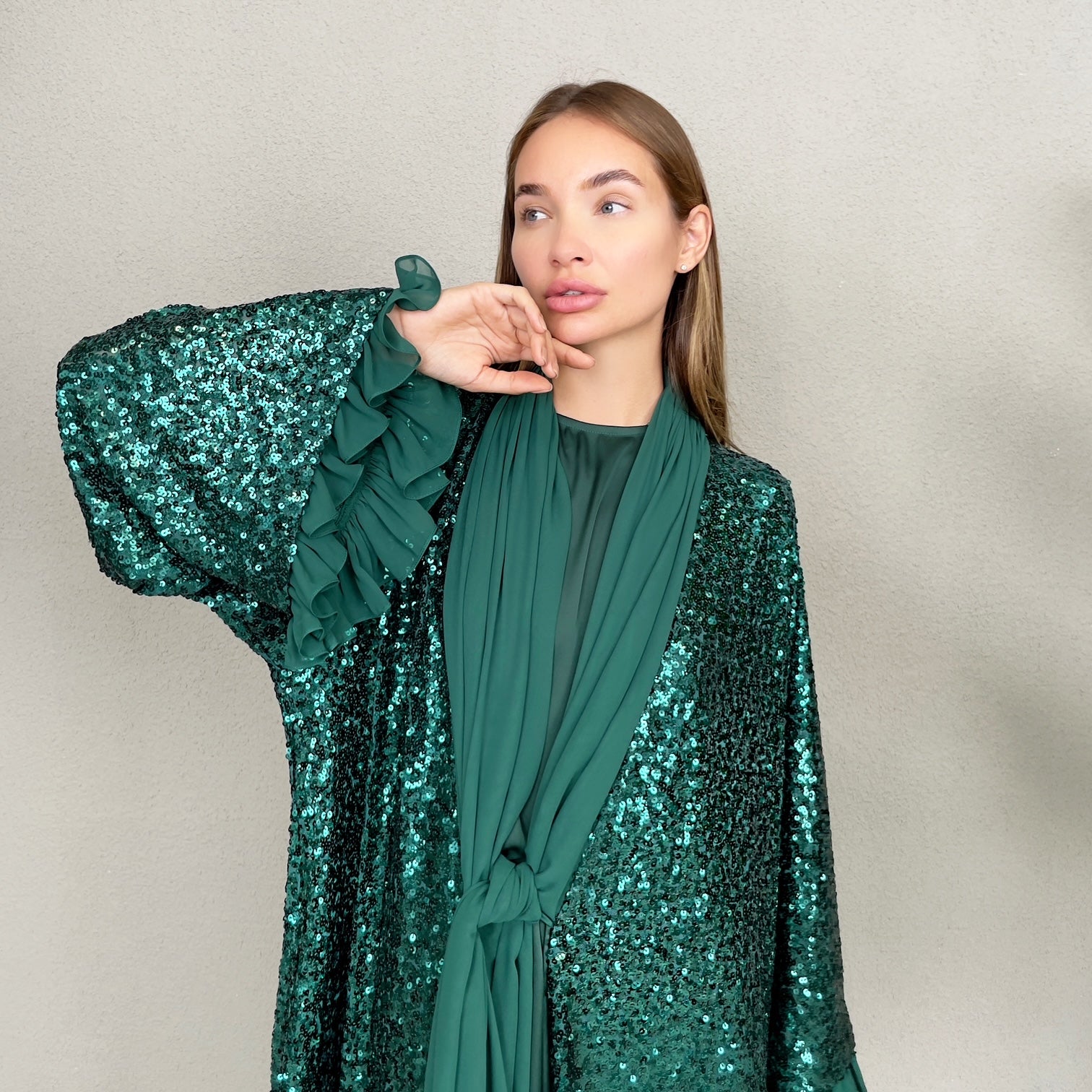 RAM23 SIGNATURE EMERALD SEQUINS ABAYA SET