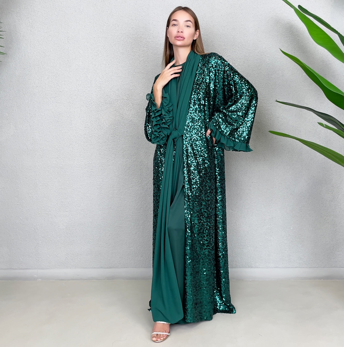 RAM23 SIGNATURE EMERALD SEQUINS ABAYA SET