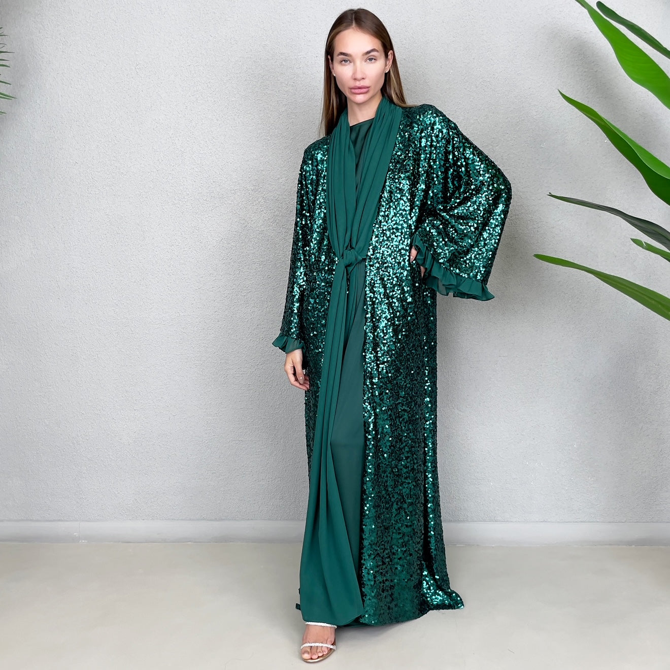 RAM23 SIGNATURE EMERALD SEQUINS ABAYA SET