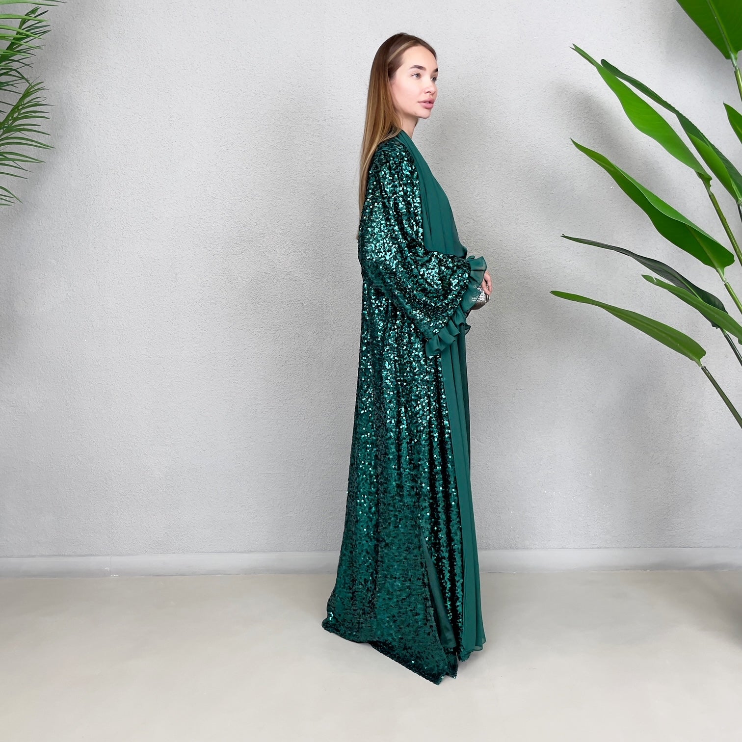 RAM23 SIGNATURE EMERALD SEQUINS ABAYA SET