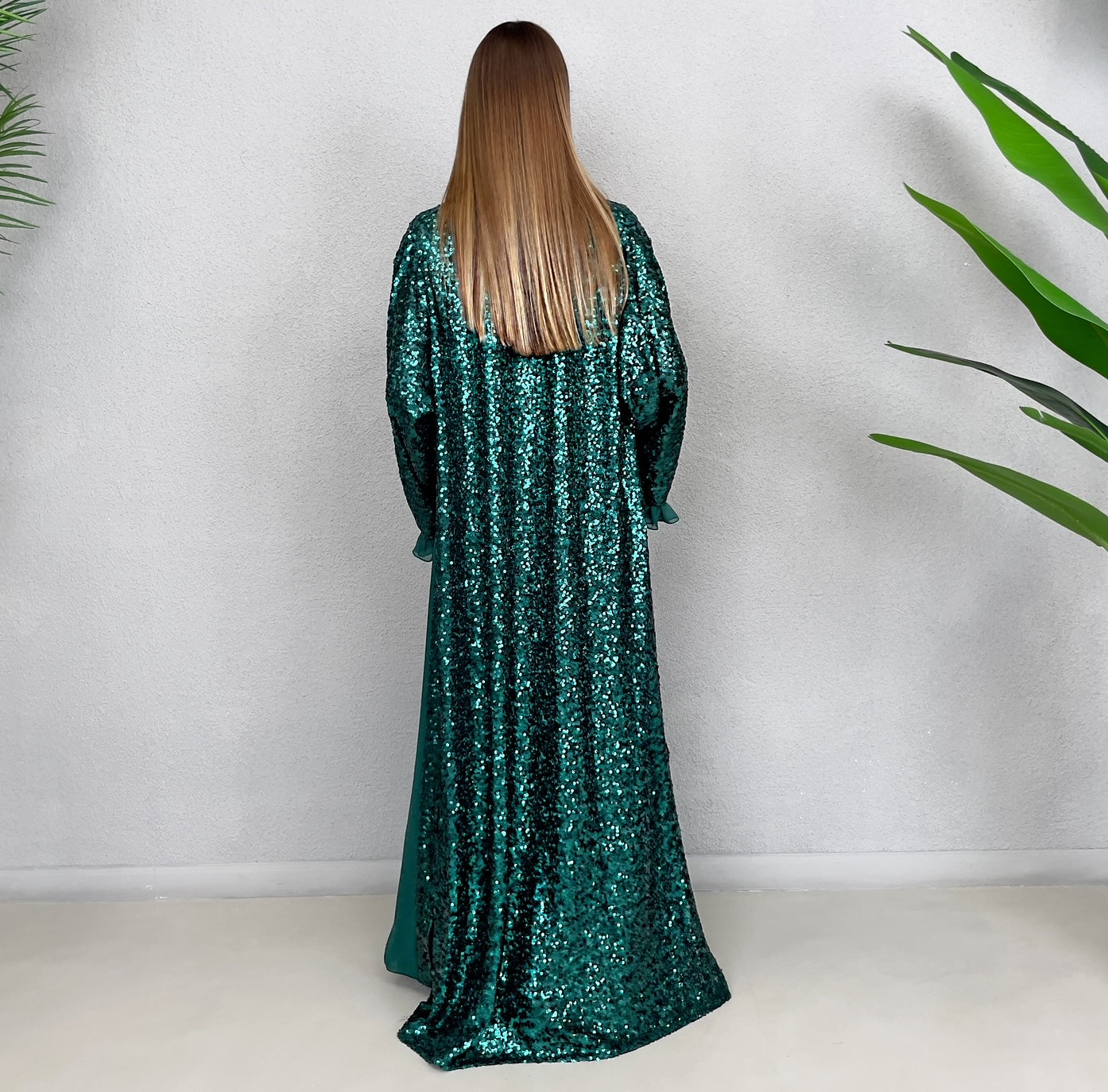 RAM23 SIGNATURE EMERALD SEQUINS ABAYA SET