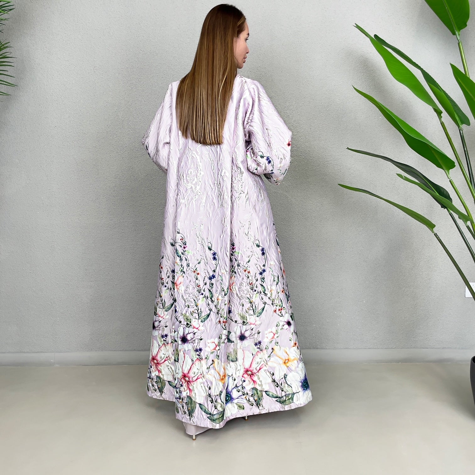 RAM23 AISHA MAUVE BROCADE EVENING ABAYA