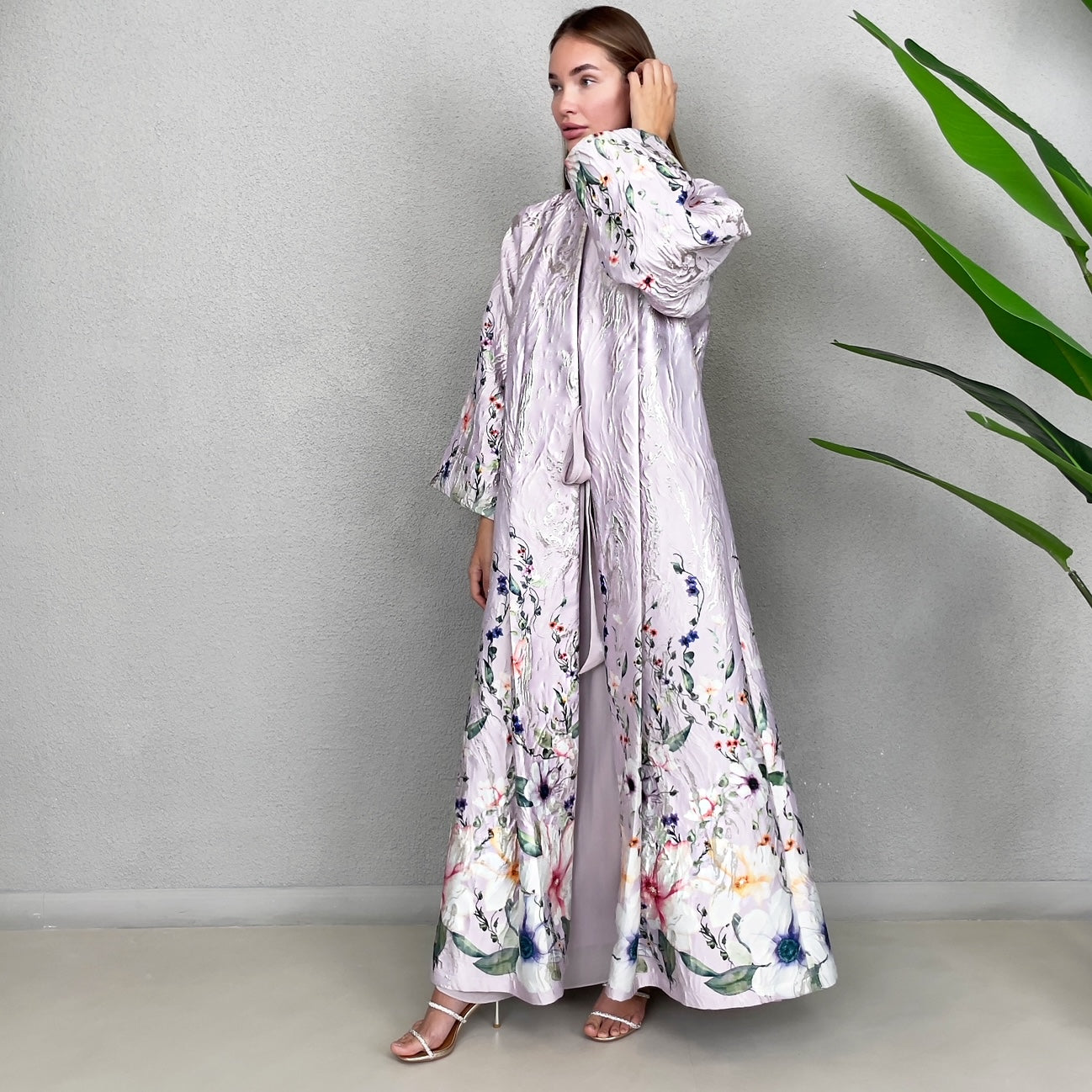 RAM23 AISHA MAUVE BROCADE EVENING ABAYA