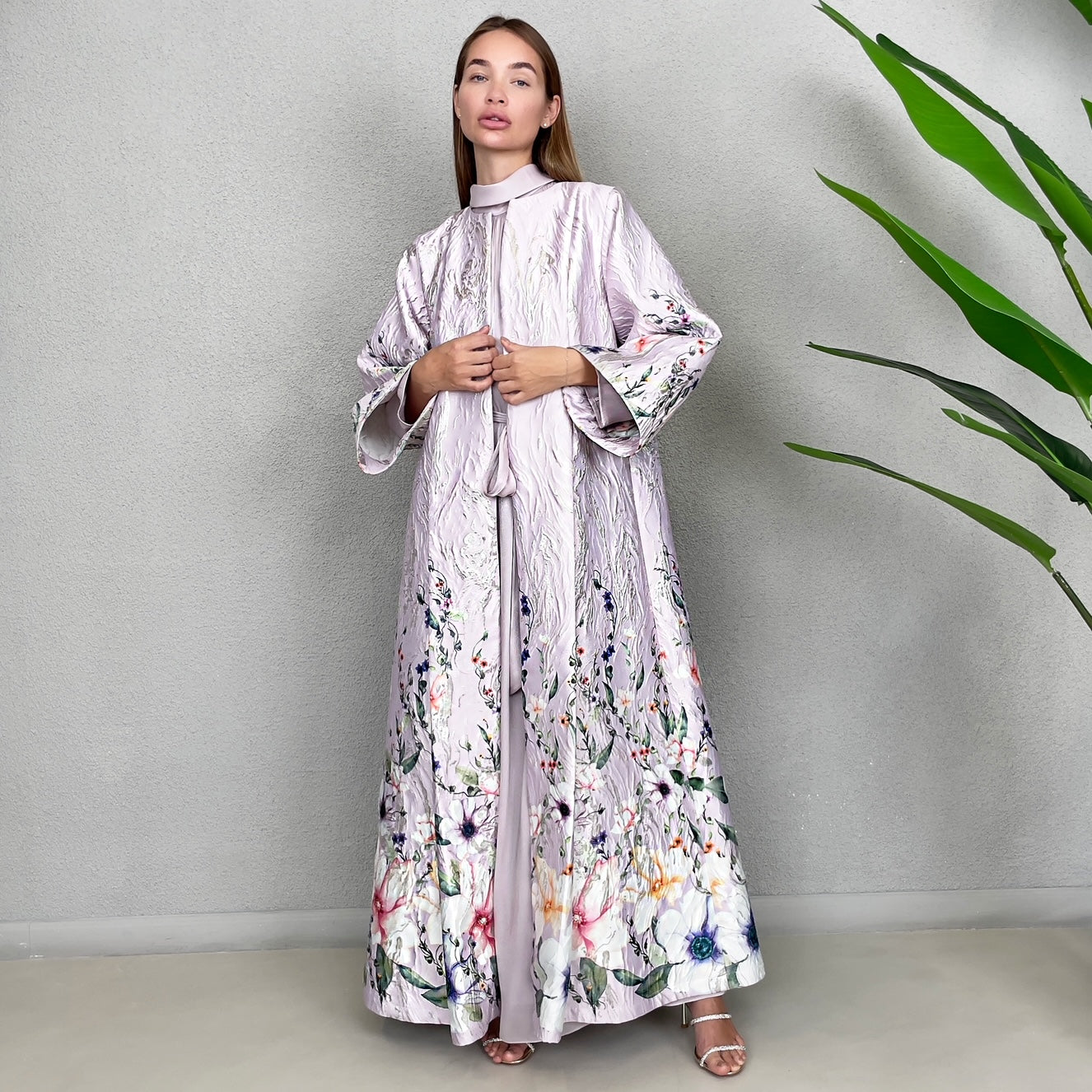 RAM23 AISHA MAUVE BROCADE EVENING ABAYA