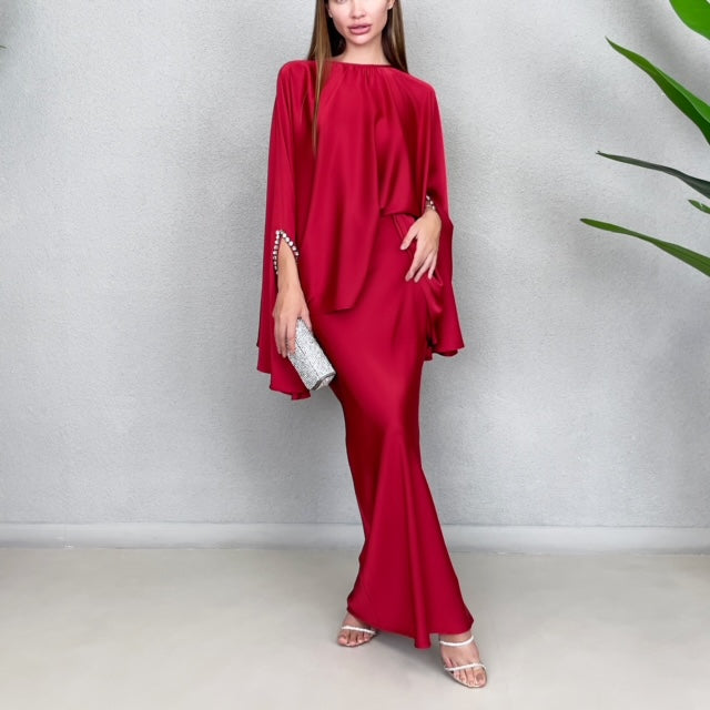 RAM23 KAMILLAH RED PEPPER FISHTAIL SKIRT SET