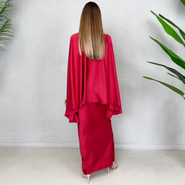 RAM23 KAMILLAH RED PEPPER FISHTAIL SKIRT SET