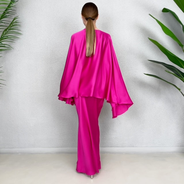 RAM23 KAMILLAH HOT PINK FISHTAIL SKIRT SET