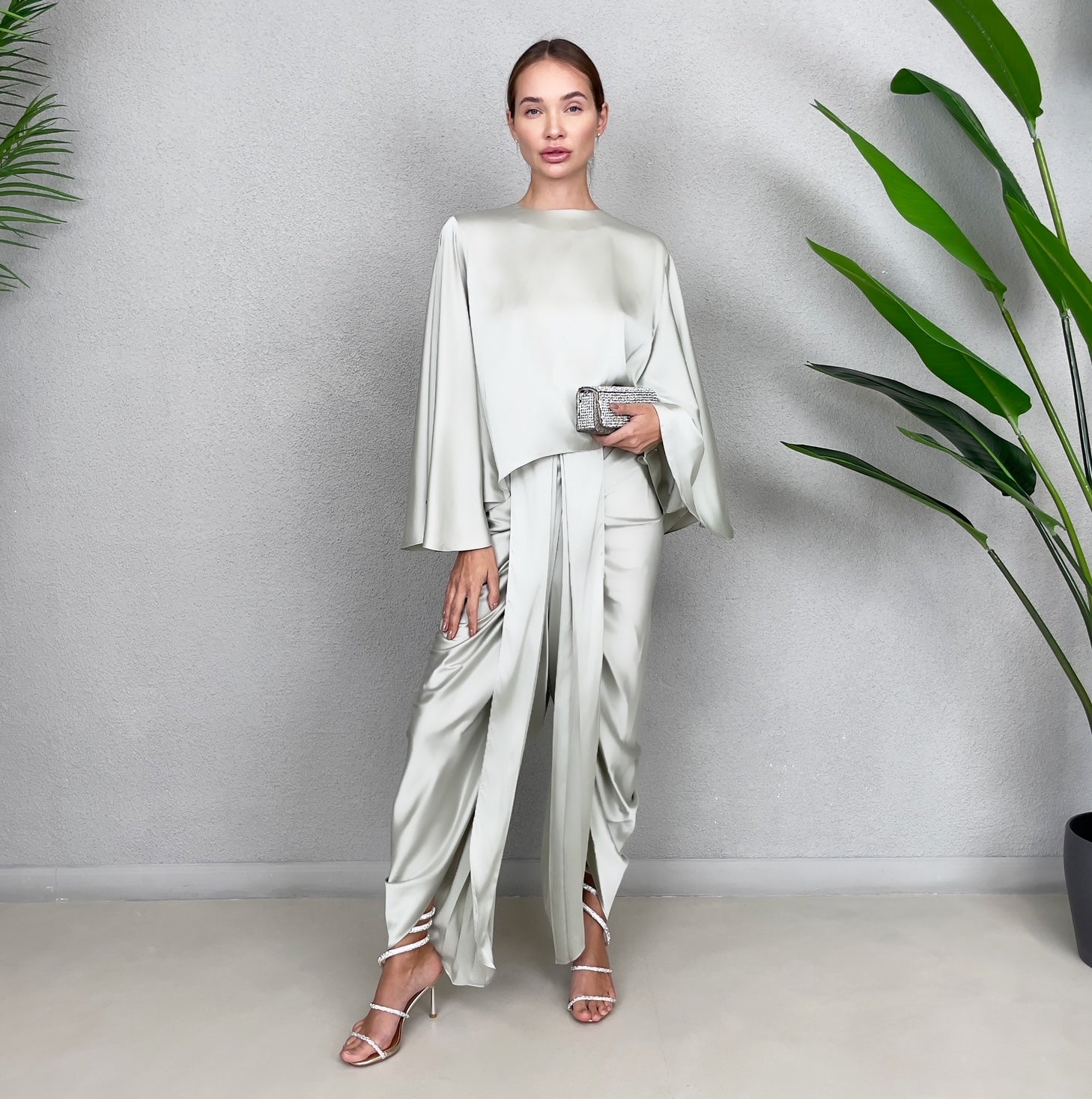 RAM23 HINDI SAGE GREEN DHOTI TROUSER SET