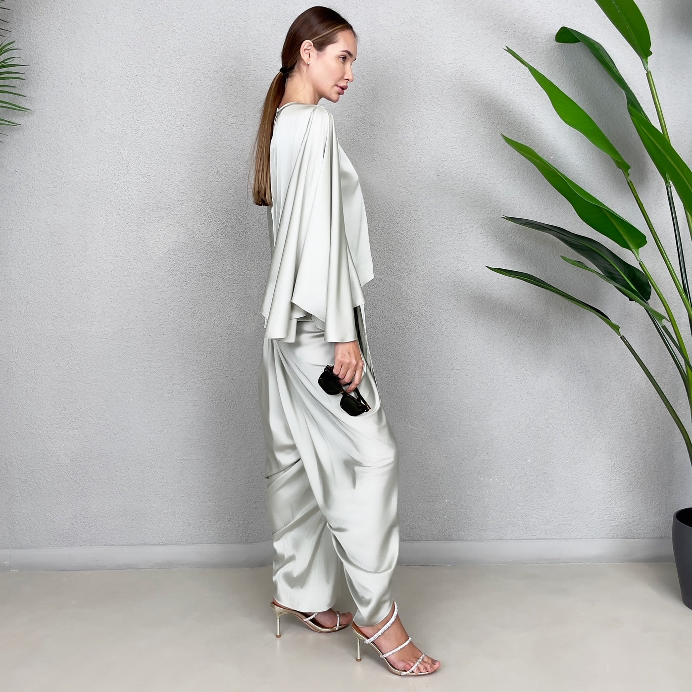 RAM23 HINDI SAGE GREEN DHOTI TROUSER SET