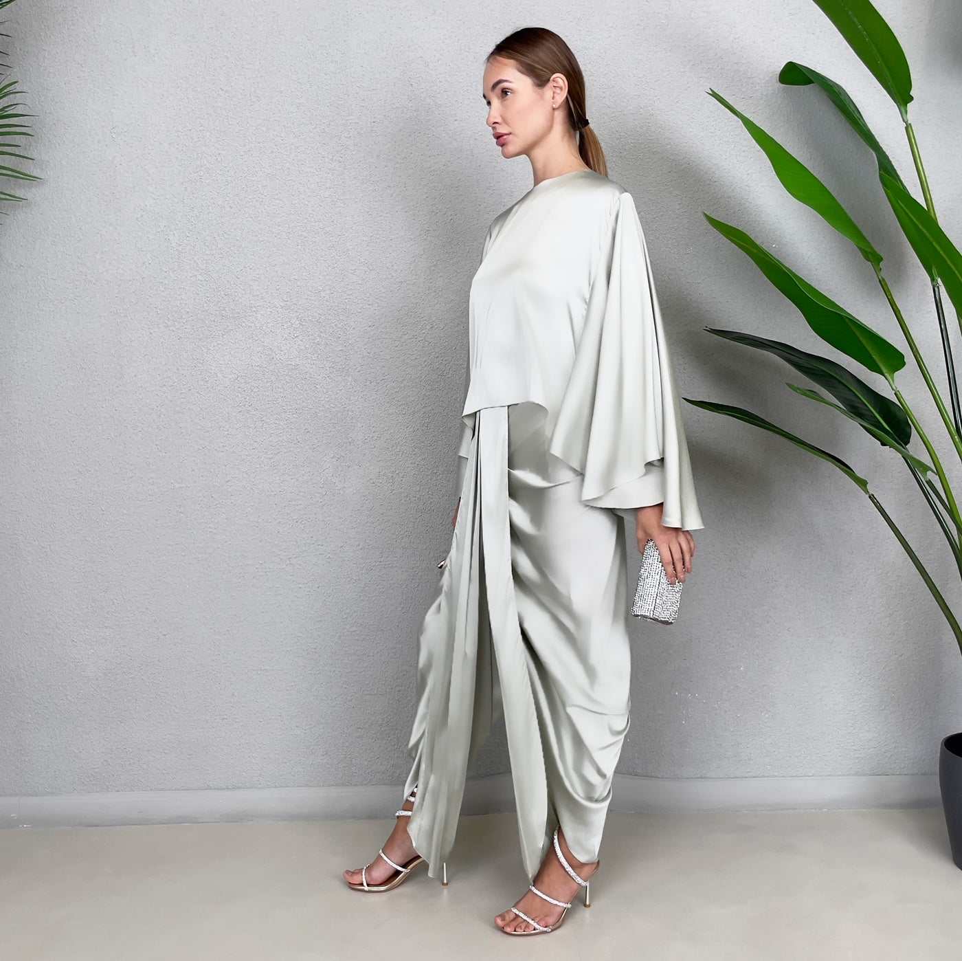 RAM23 HINDI SAGE GREEN DHOTI TROUSER SET