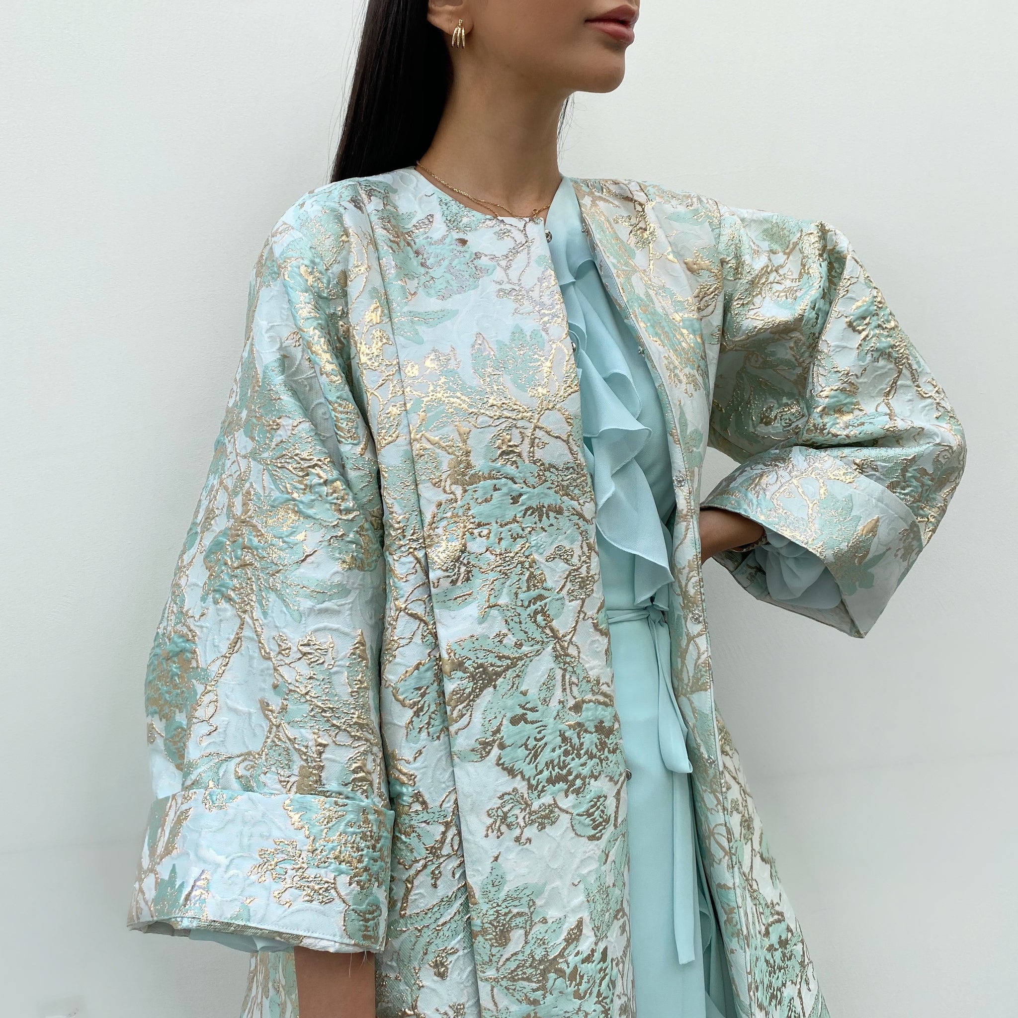 RAM20 TIFFANY & GOLD BROCADE EVENING ABAYA