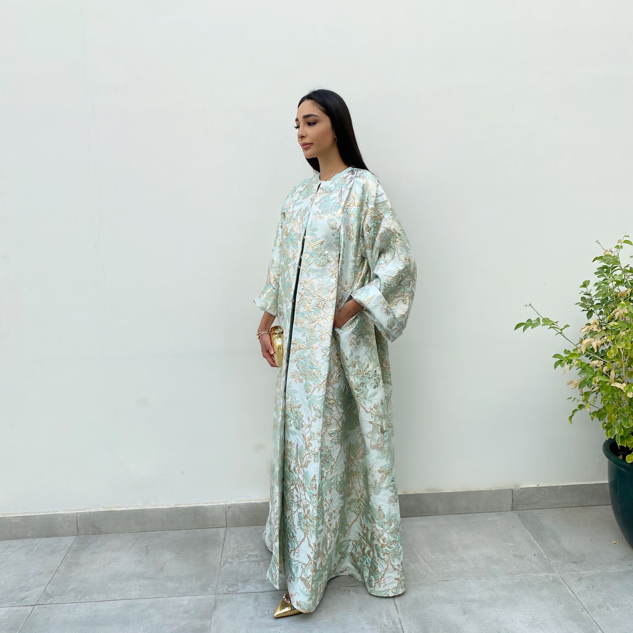 RAM20 TIFFANY & GOLD BROCADE EVENING ABAYA