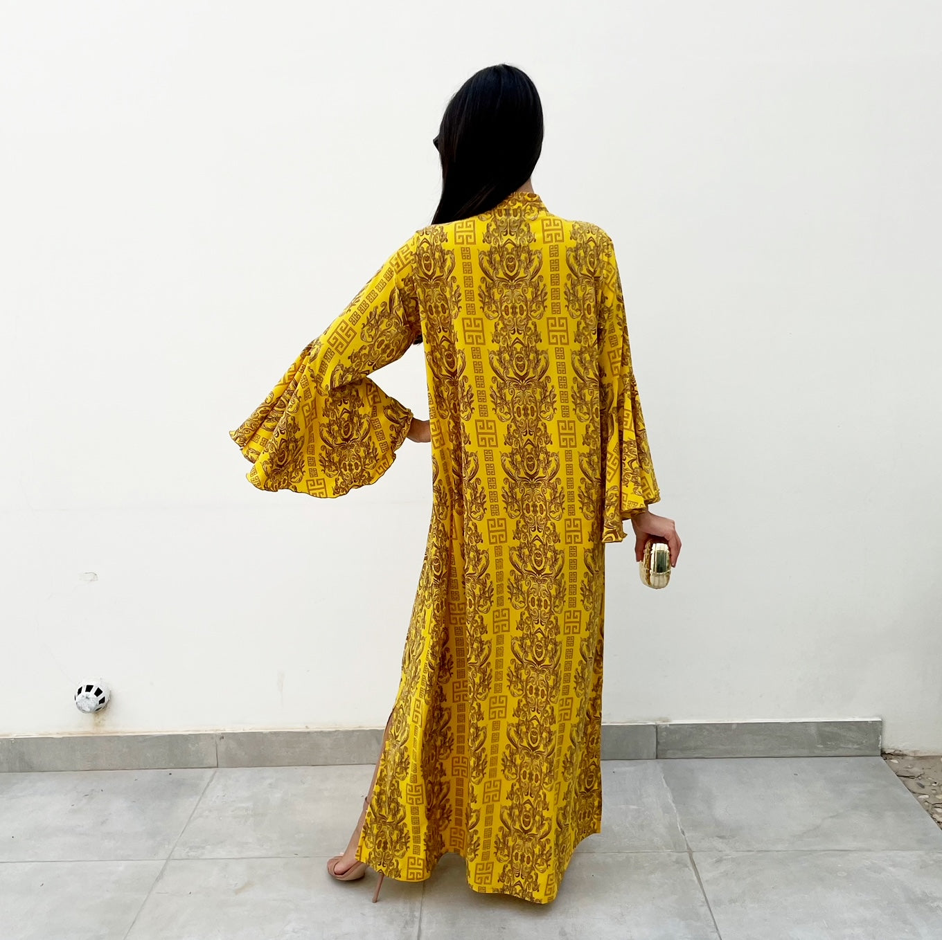 RAM21 YELLOW AMAL PRINTED SHIRT DRESS