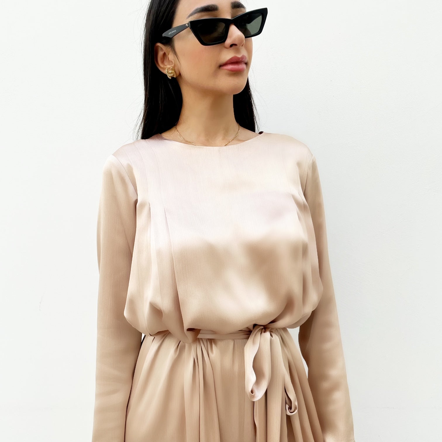 RAM21 DUSTY GOLD MATT SATIN WIDE LEG JUMPSUIT
