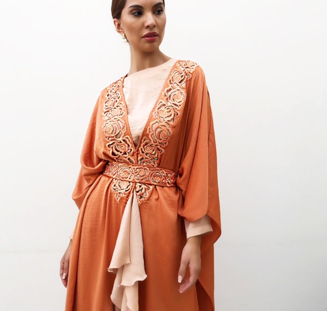 AW19 ANDALUSIA TERACOTTA KAFTAN OUTFIT