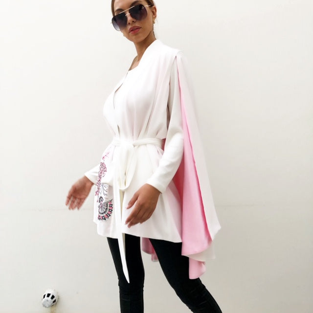 AW19 WHITE KIMONO CAPE