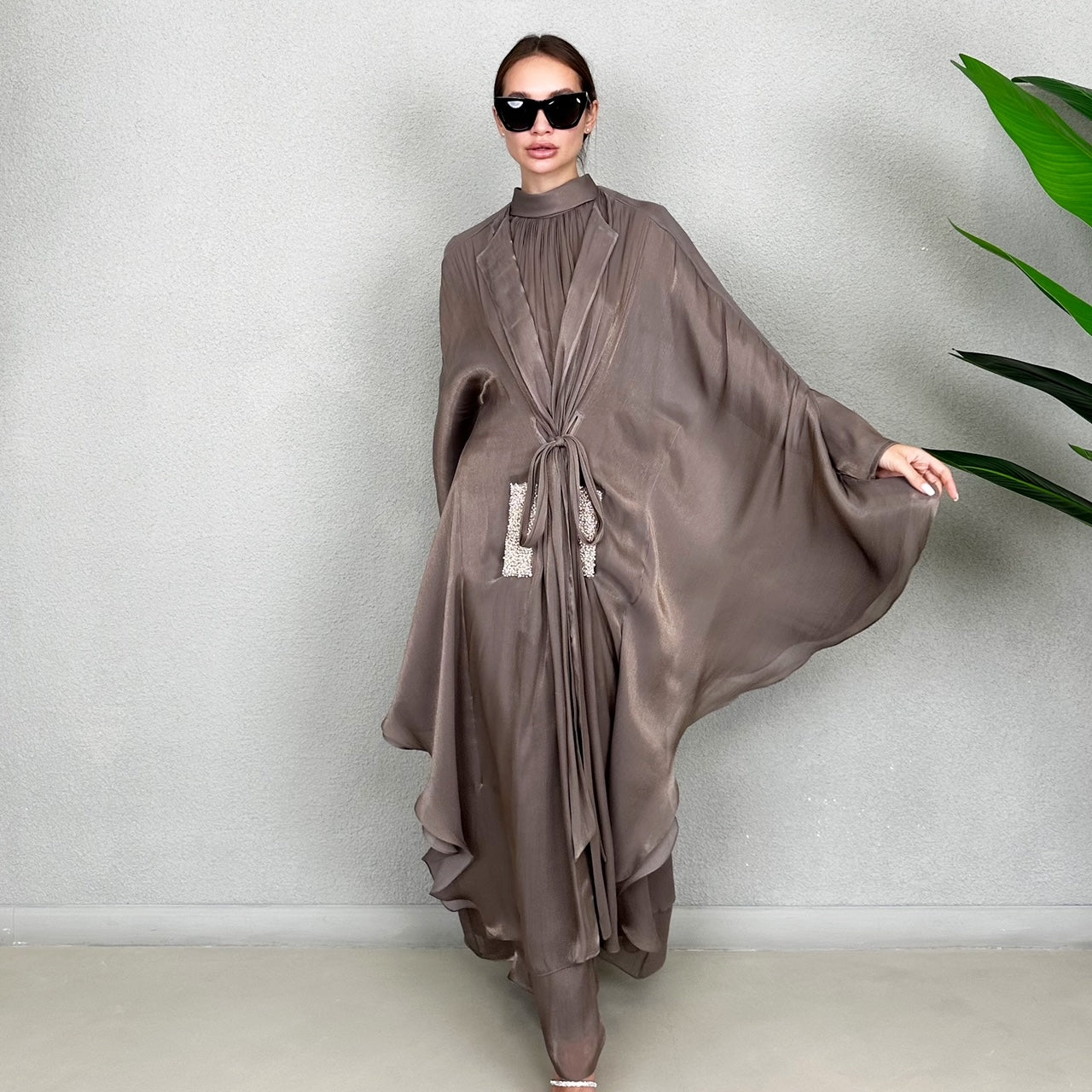 RAM23 HALA ORGANZA CAPE STYLE ABAYA SET