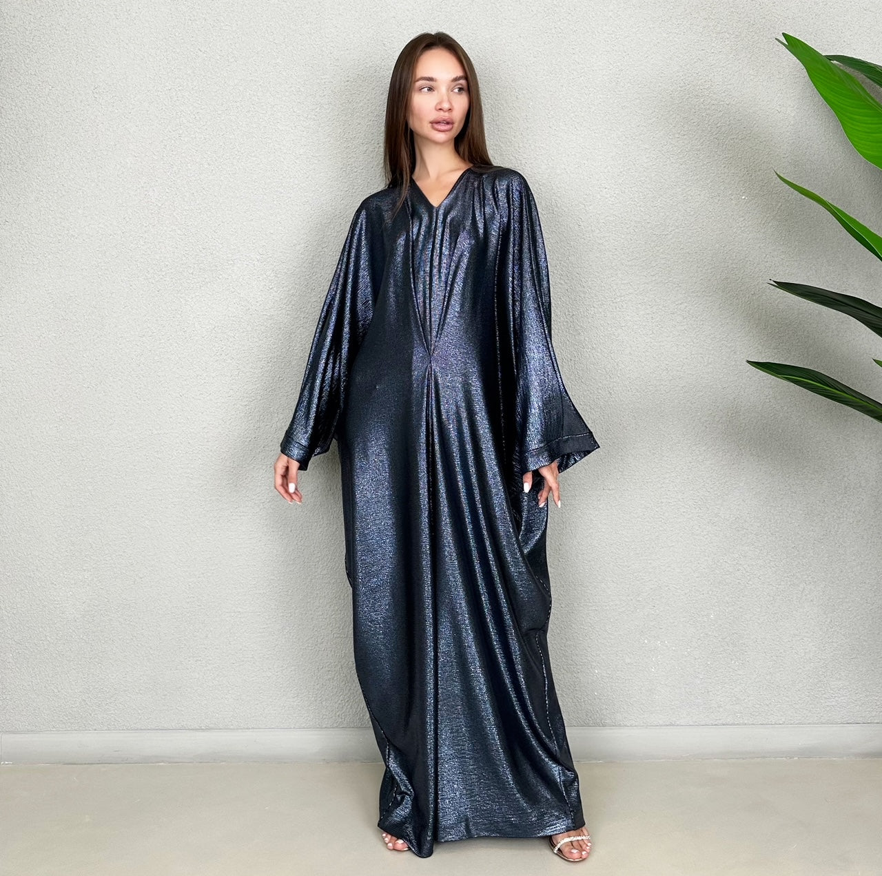 RAM23 JAMILA SILVER METALLIC KAFTAN