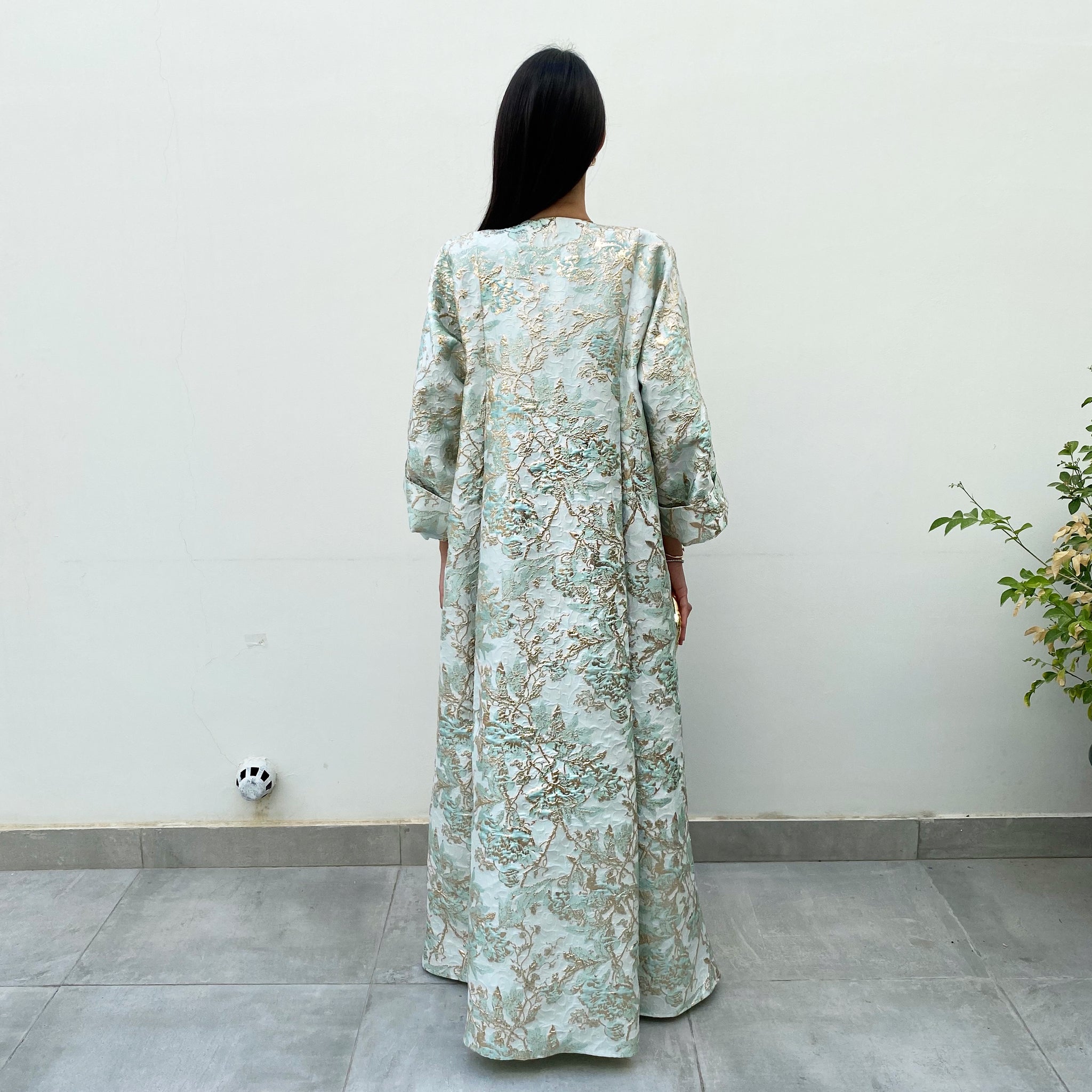 RAM20 TIFFANY & GOLD BROCADE EVENING ABAYA