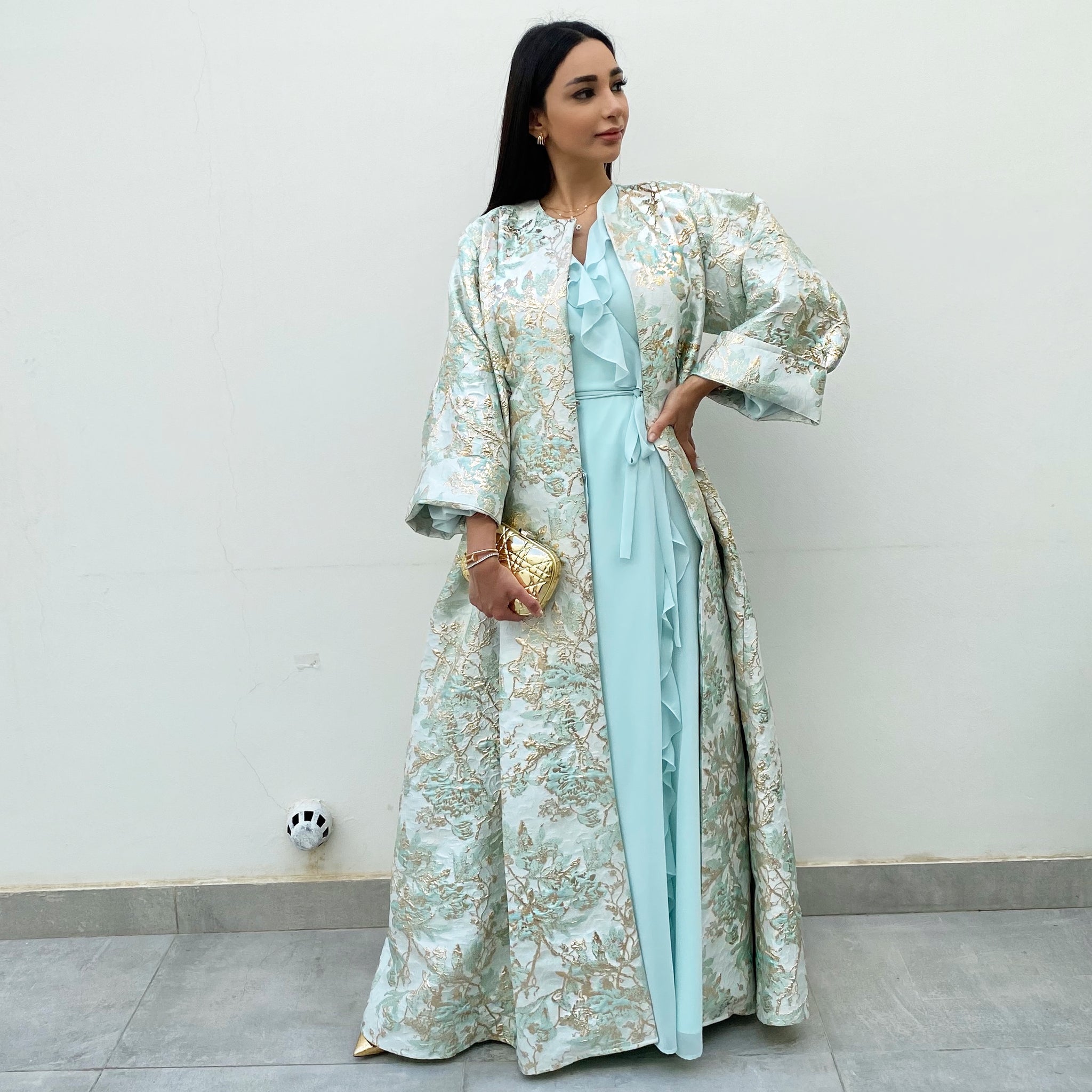 RAM20 TIFFANY & GOLD BROCADE EVENING ABAYA