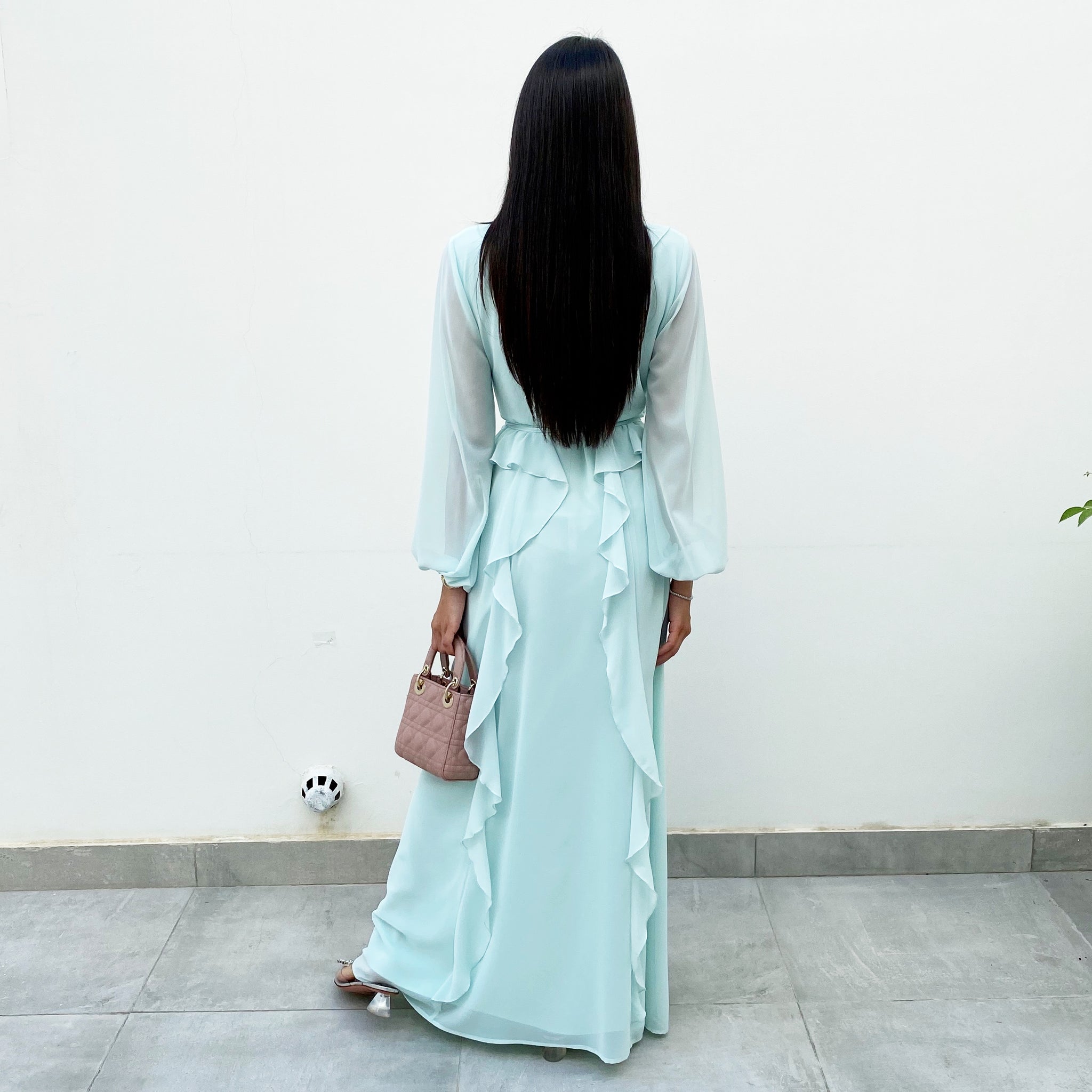 RAM20 HANNAH CHIFFON WRAP & RUFFLES DRESS