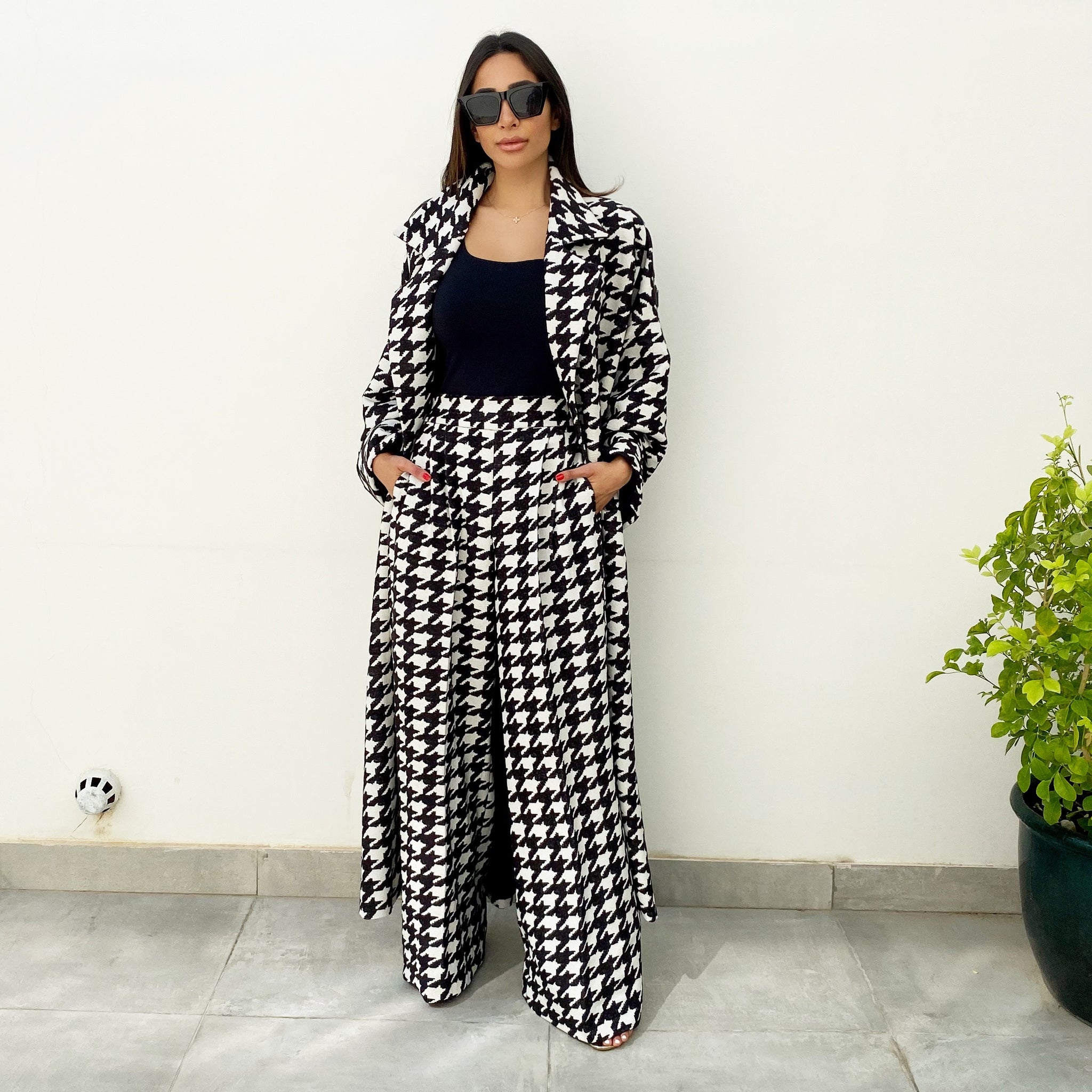 AW19 HOUNDSTOOTH WOOL OVER COAT