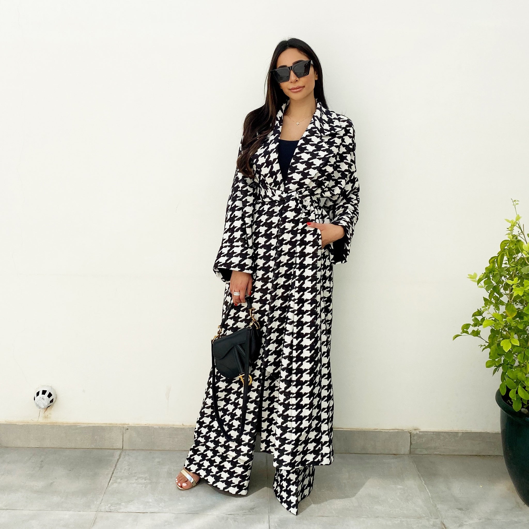 AW19 HOUNDSTOOTH WOOL OVER COAT