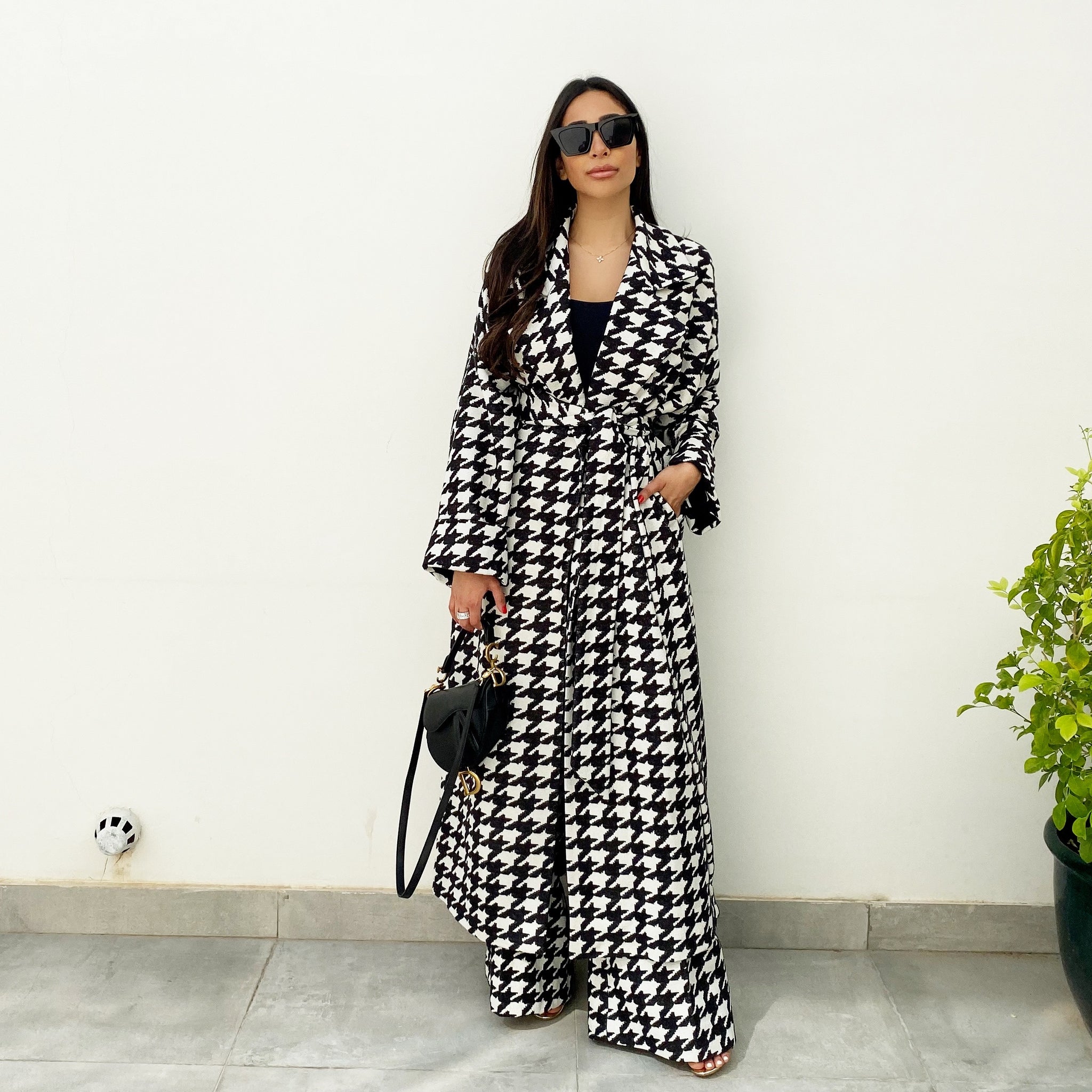 AW19 HOUNDSTOOTH WOOL OVER COAT