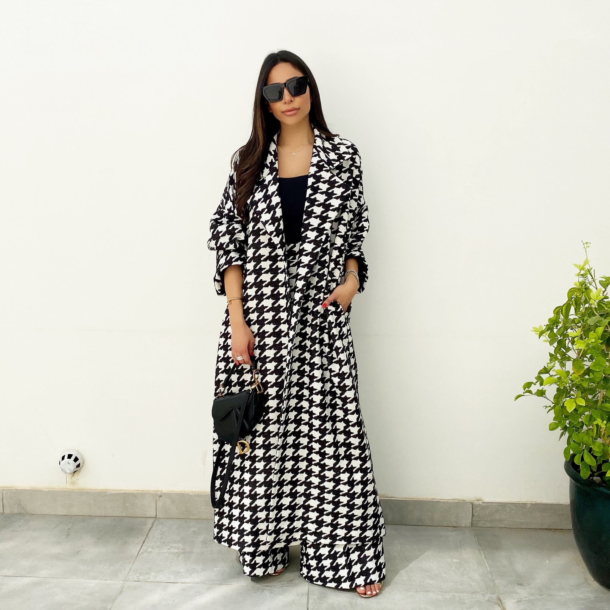 AW19 HOUNDSTOOTH WOOL OVER COAT