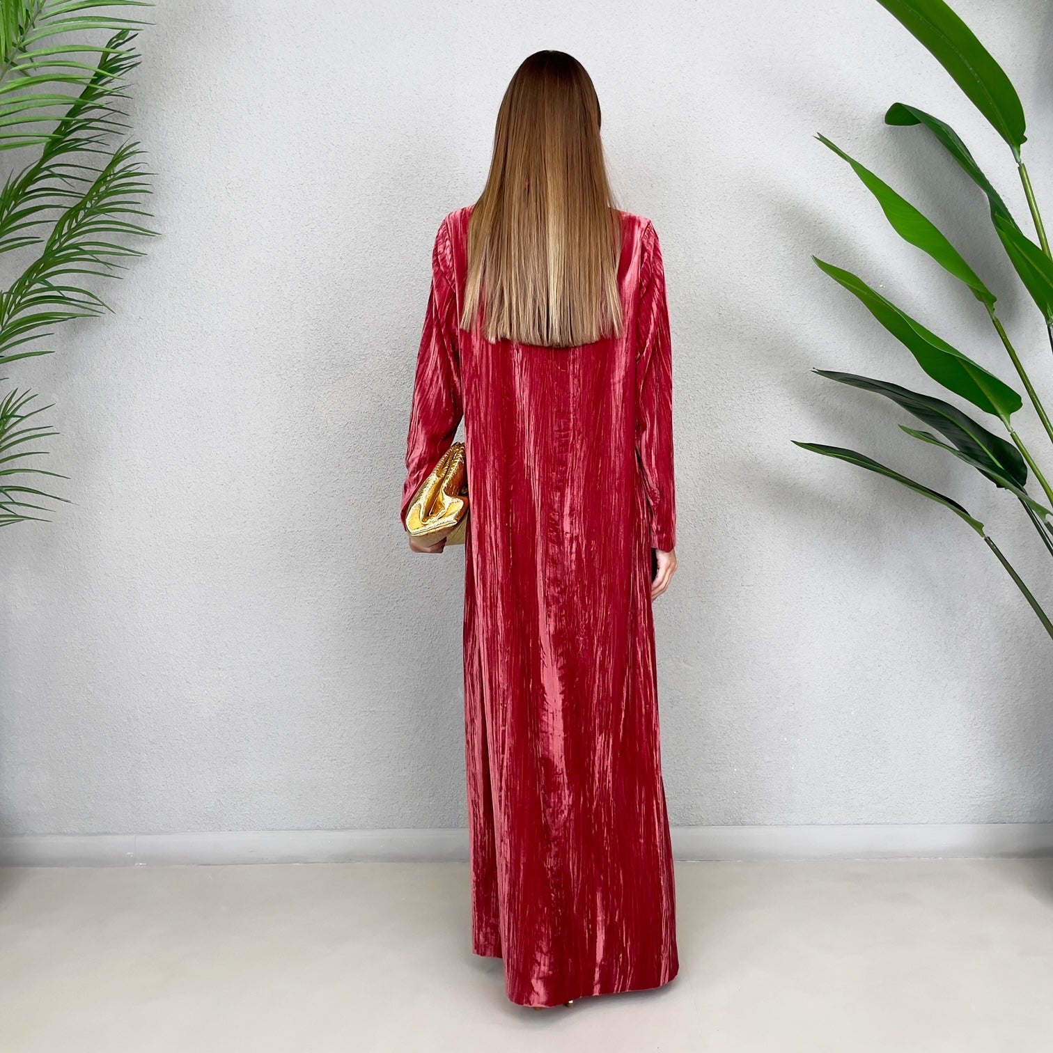 RAM23 TESSA VELVET HIGH NECK DRESS