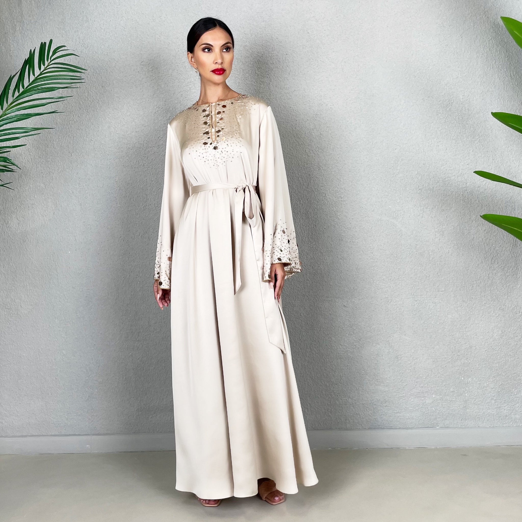 RAM22 LAMIA BUTTERFLY DRESS BEIGE