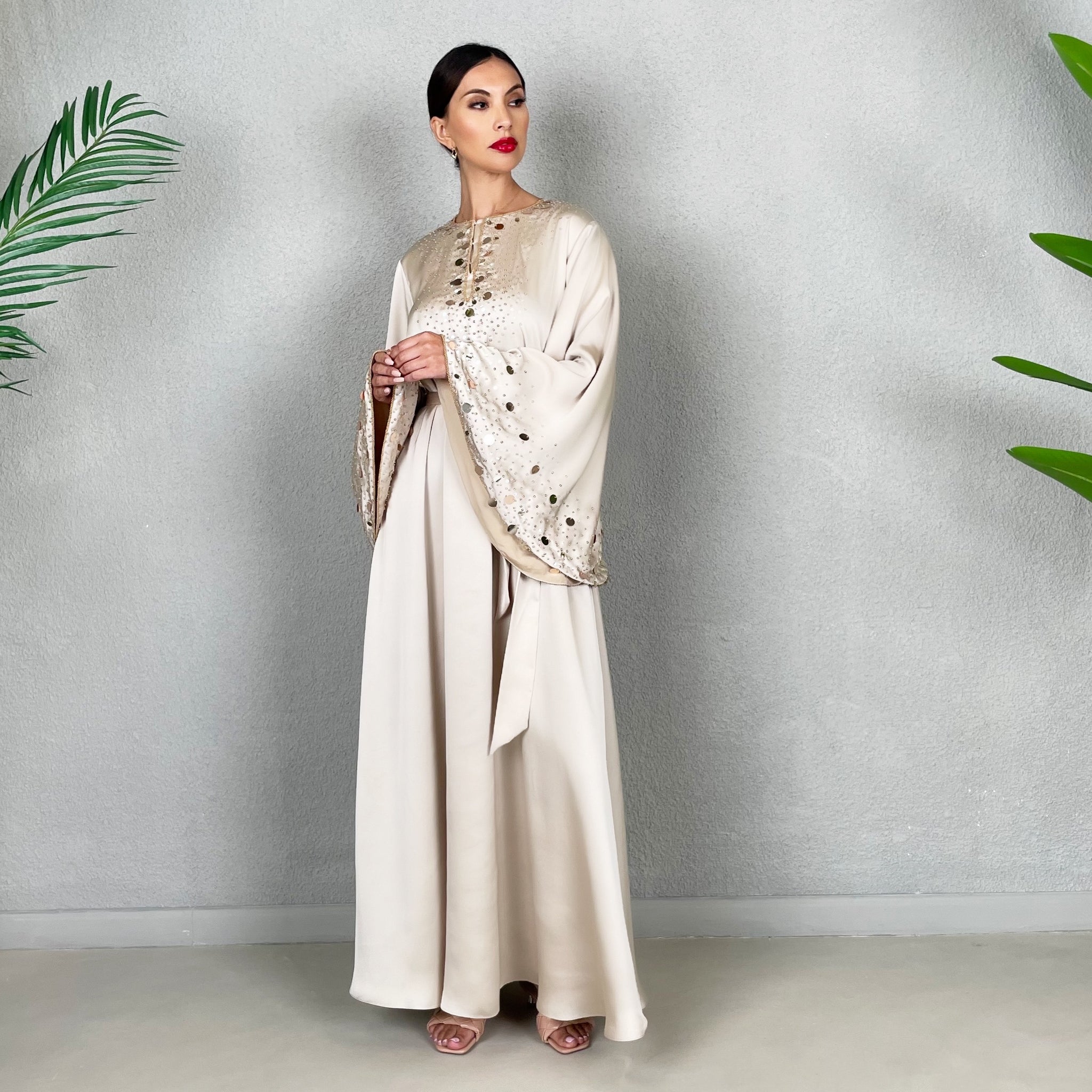 RAM22 LAMIA BUTTERFLY DRESS BEIGE