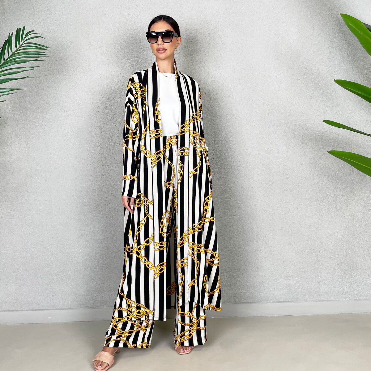 3 PIECE STRIPES KIMONO SET