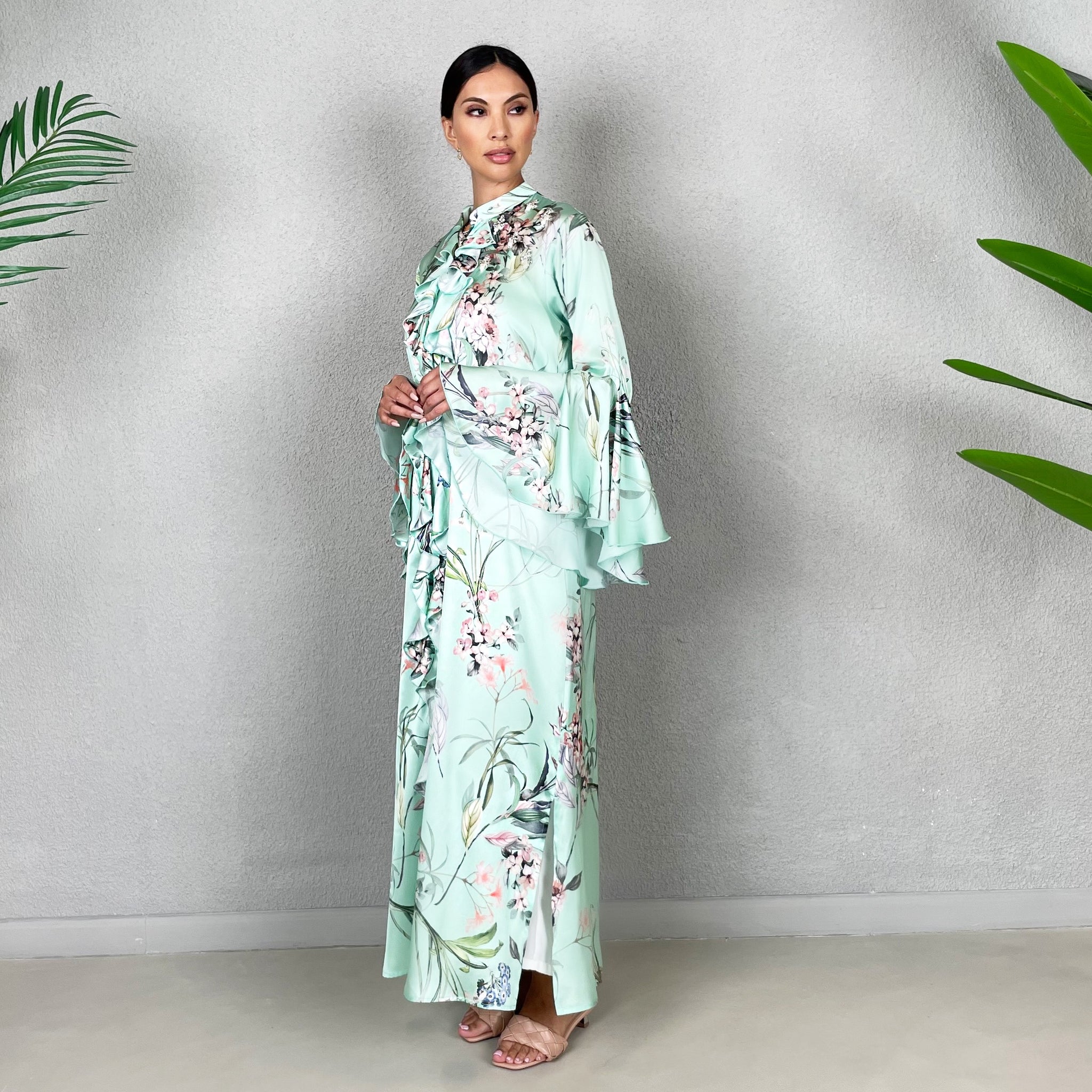 RAM22 SAKURA AMAL PRINTED SHIRT DRESS