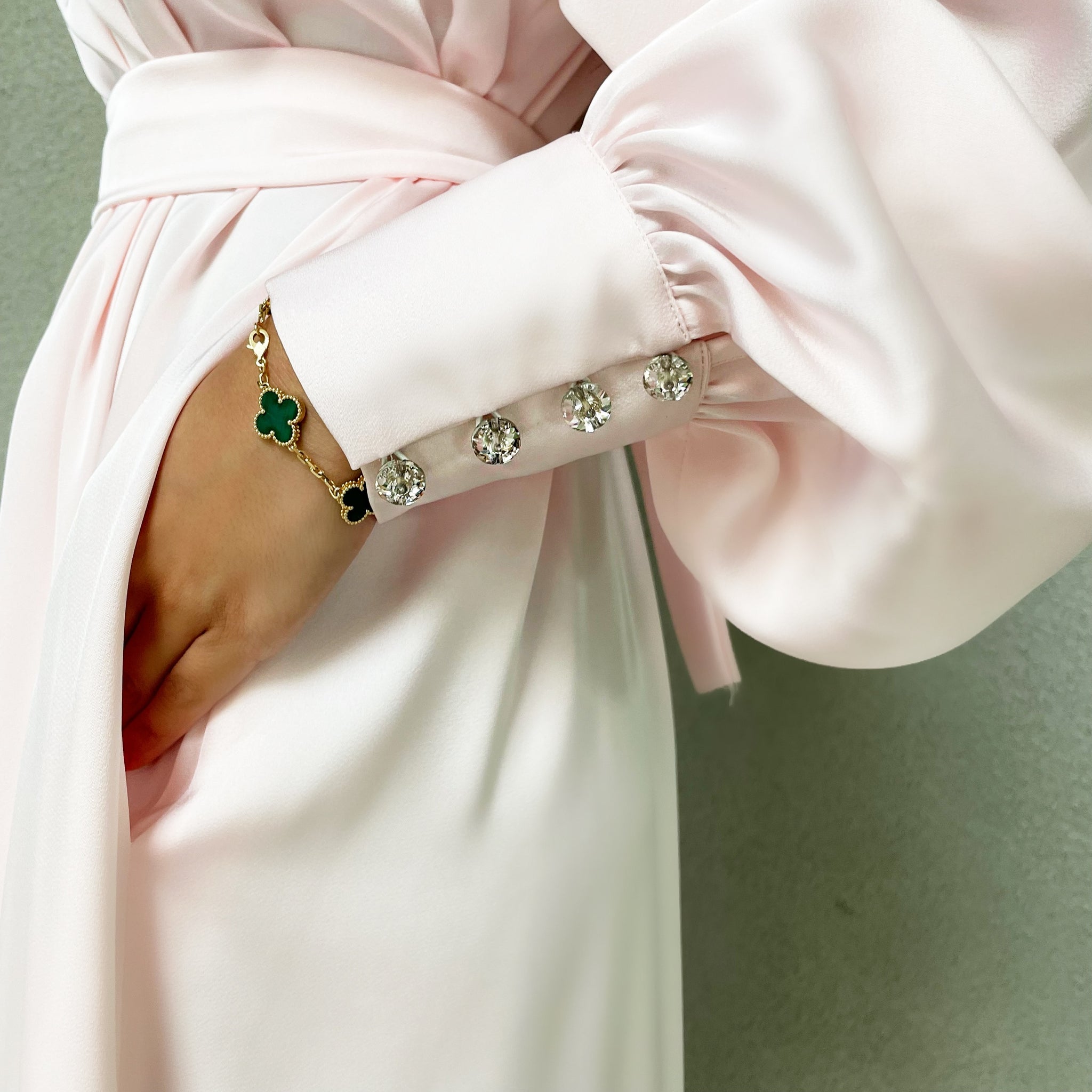 AW 21 AMANI PINK CREPE SATIN HIGH NECK DRESS