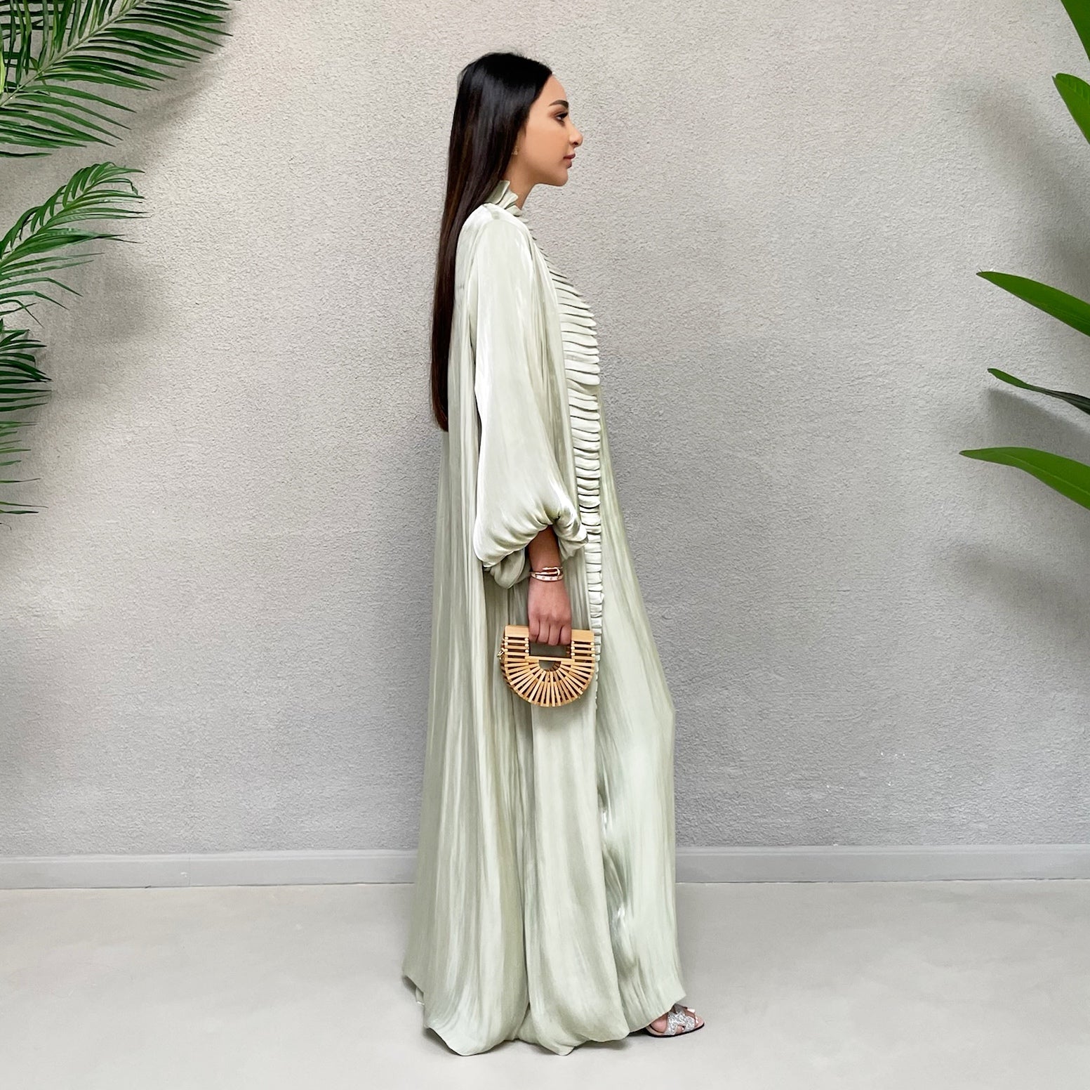 AW 21 MINT NOORA ORGANZA RUFFLE ABAYA