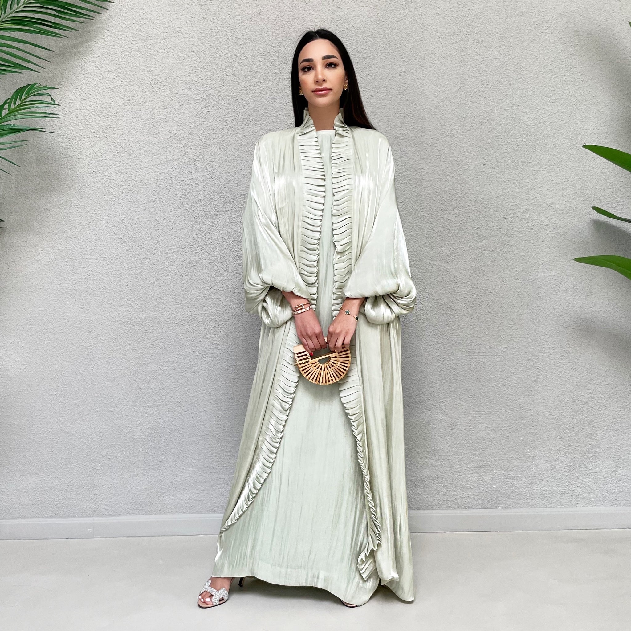 AW 21 MINT NOORA ORGANZA RUFFLE ABAYA
