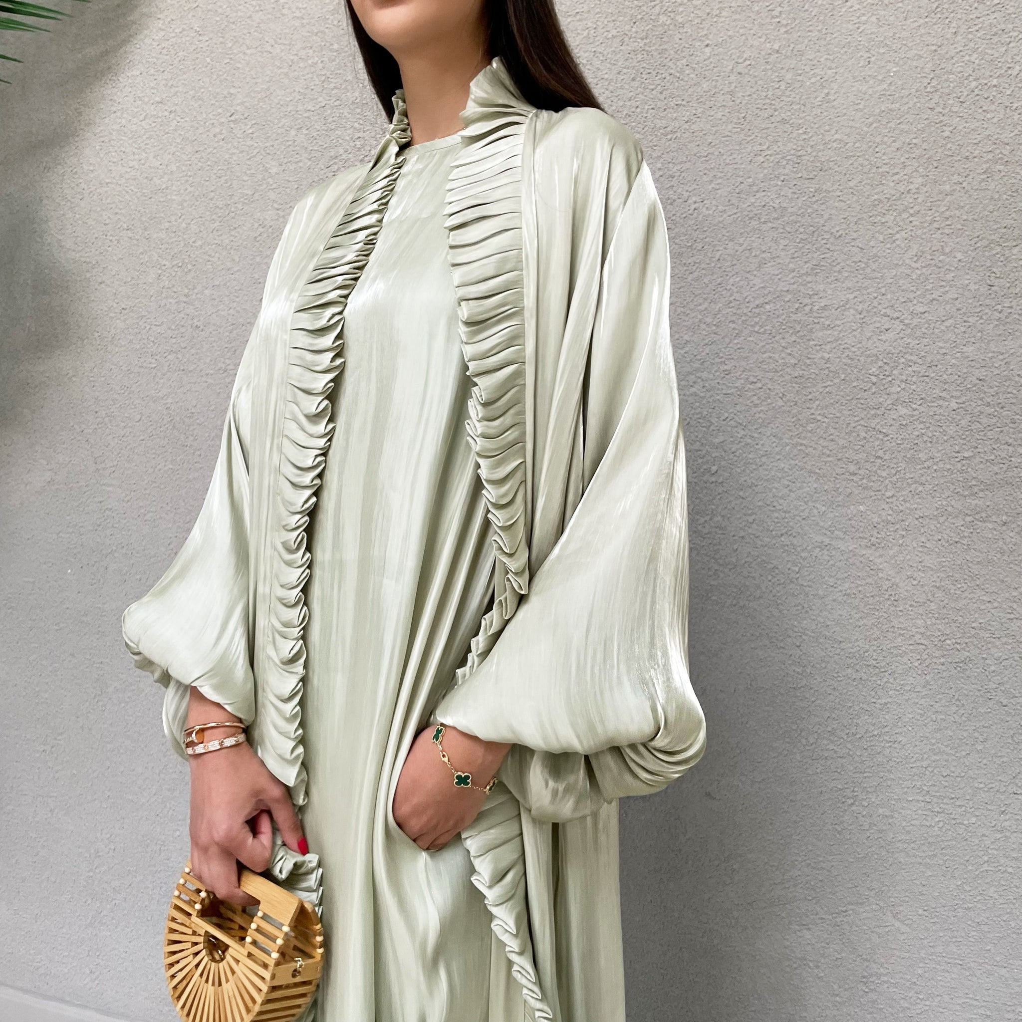 AW 21 MINT NOORA ORGANZA RUFFLE ABAYA