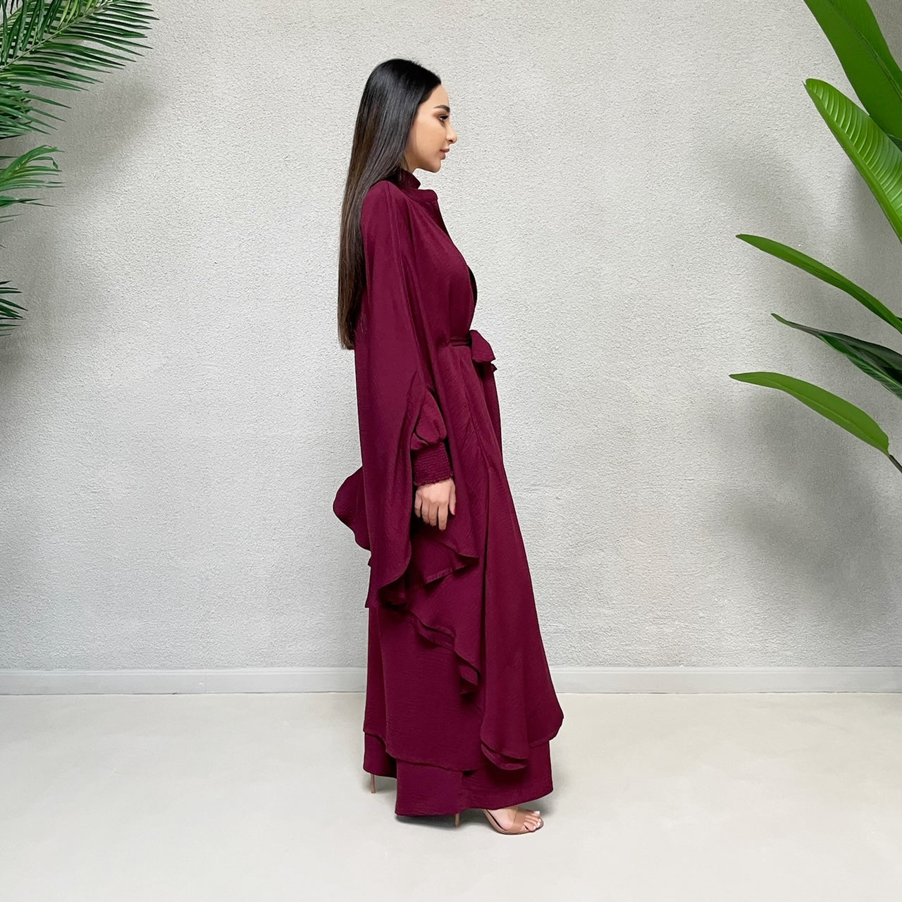 AW 21 HALA CAPE STYLE ABAYA GRAPE