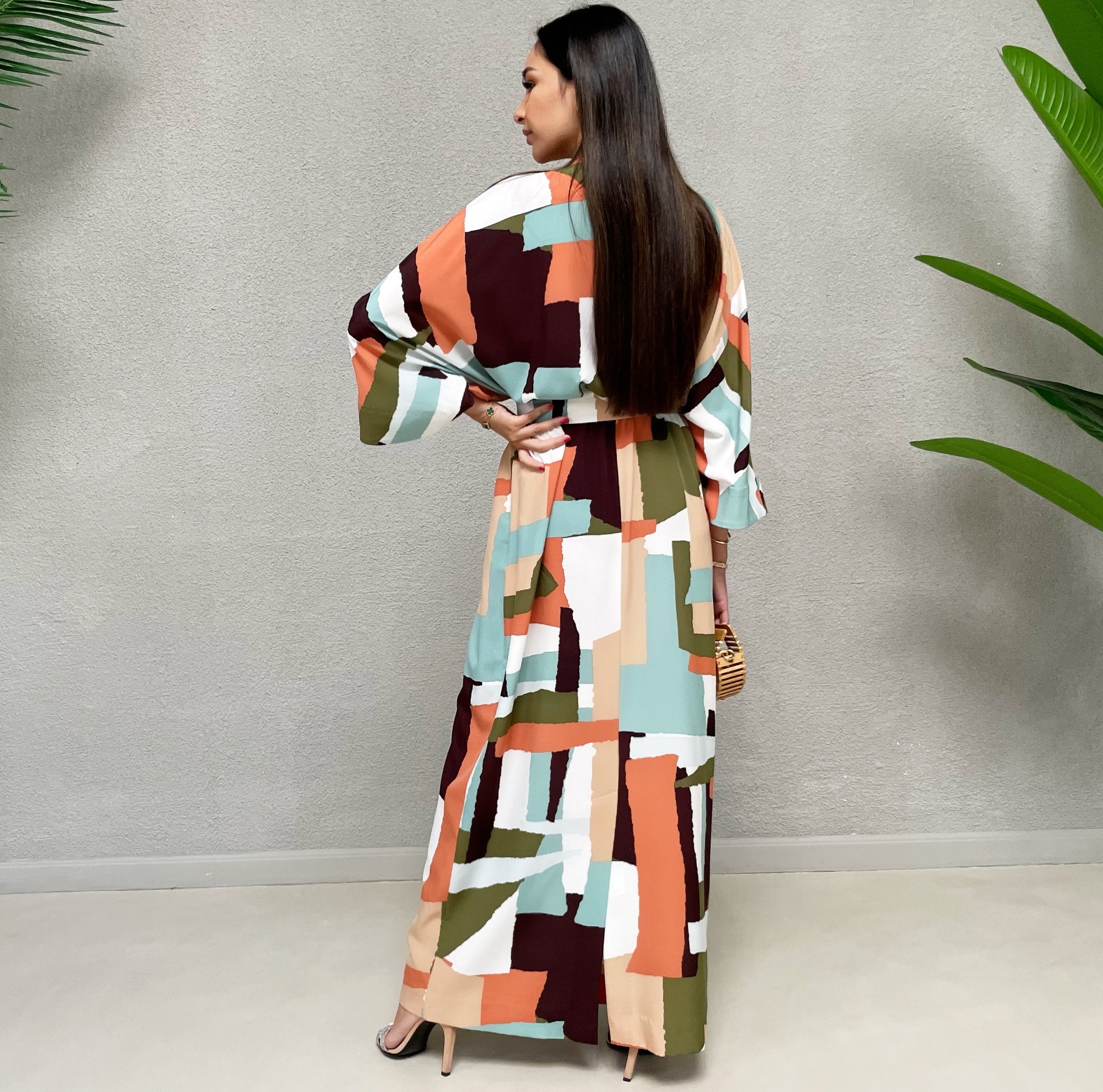 AW 21 ABSTRACT PRINT KAFTAN DRESS