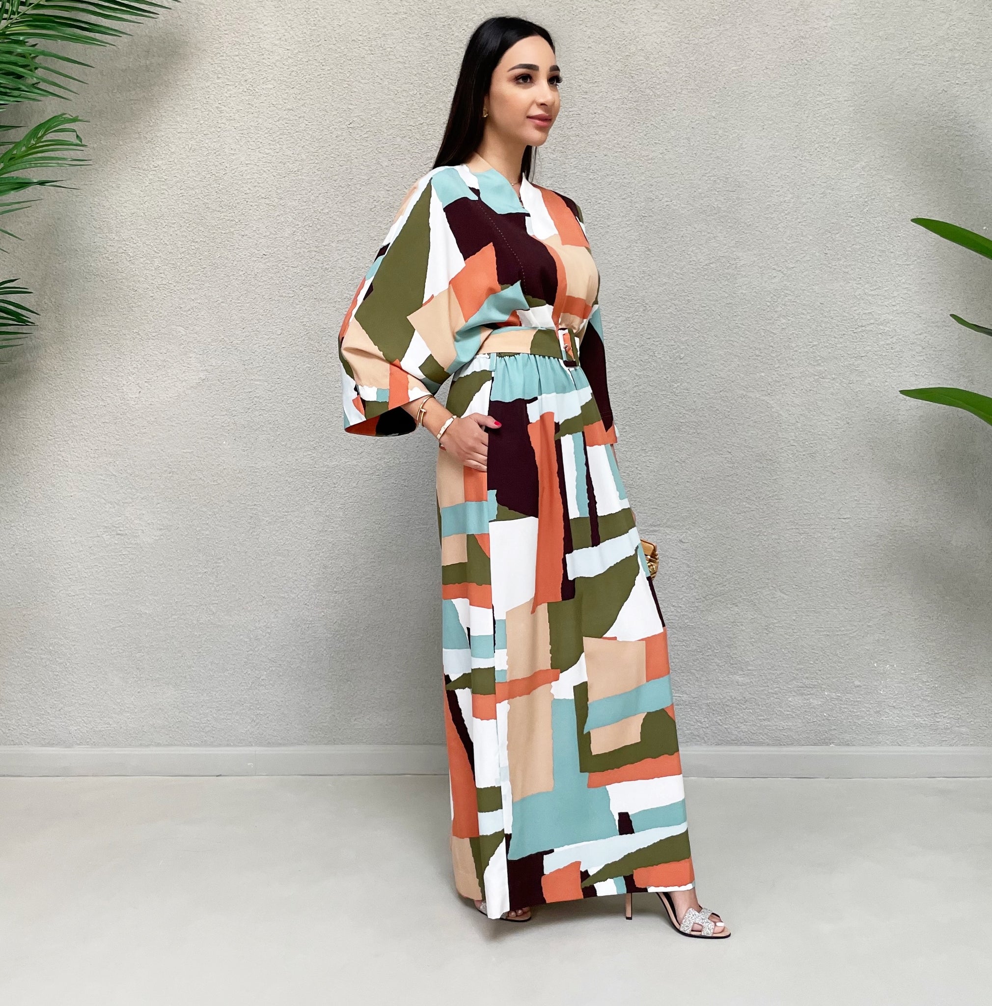 AW 21 ABSTRACT PRINT KAFTAN DRESS