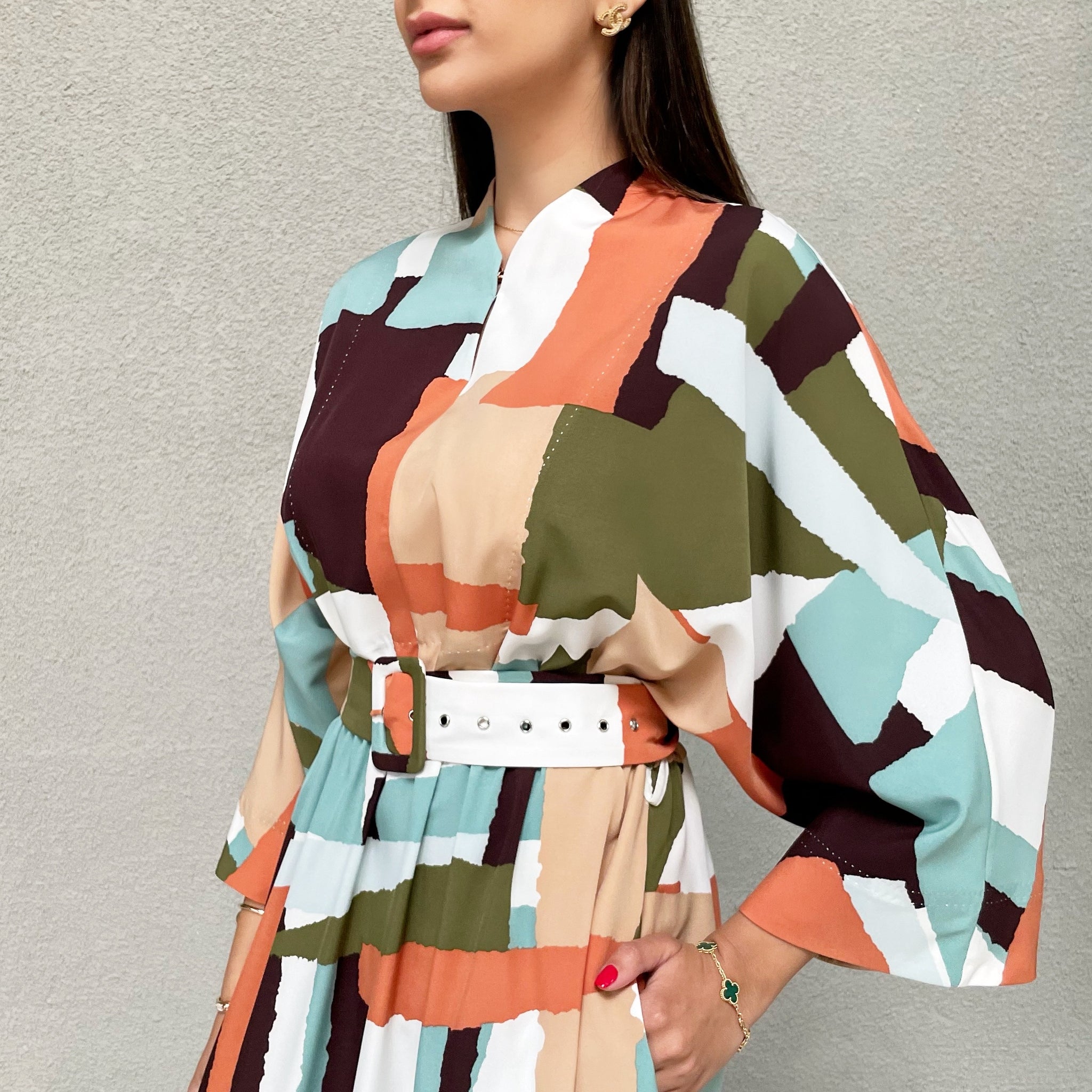 AW 21 ABSTRACT PRINT KAFTAN DRESS